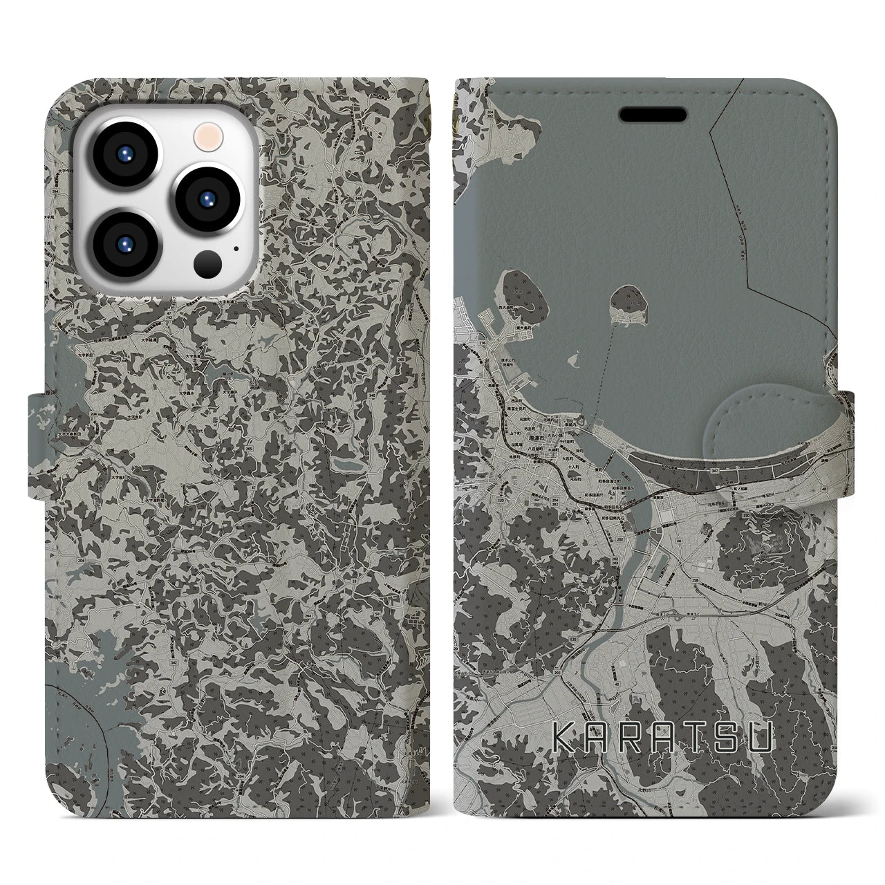 【唐津(佐賀県)】地図柄iPhoneケース(手帳タイプ)