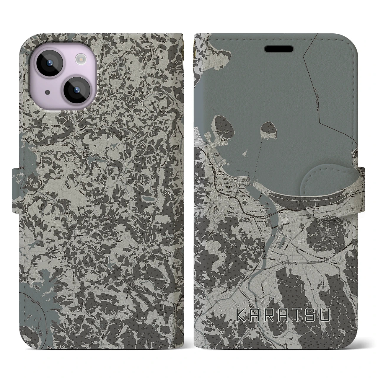 【唐津(佐賀県)】地図柄iPhoneケース(手帳タイプ)