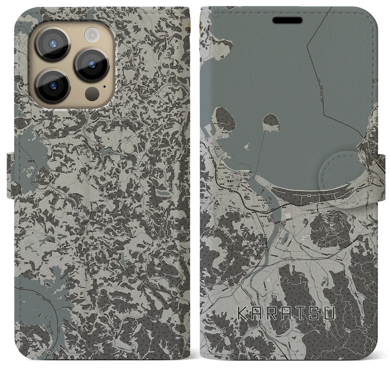 【唐津(佐賀県)】地図柄iPhoneケース(手帳タイプ)