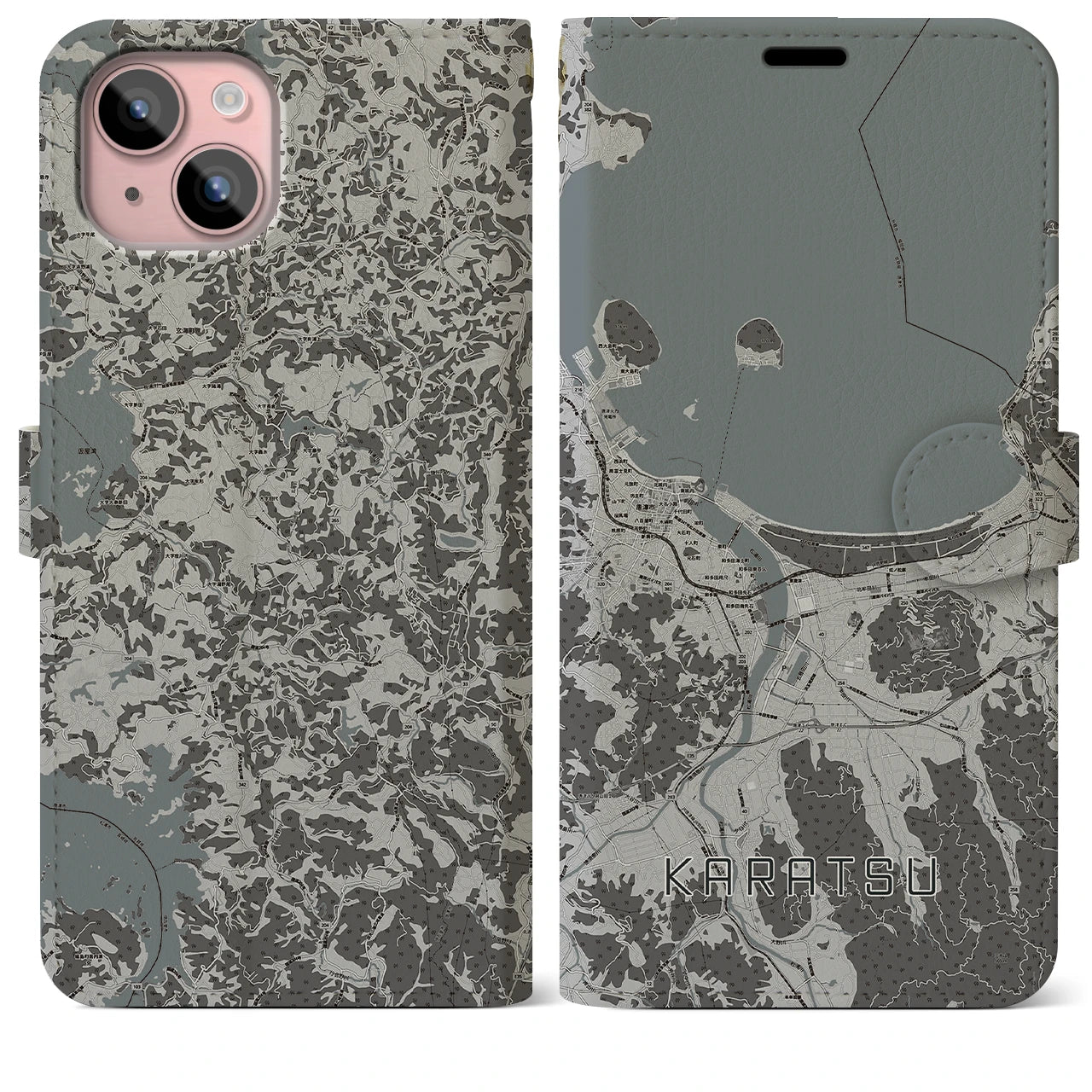 【唐津(佐賀県)】地図柄iPhoneケース(手帳タイプ)