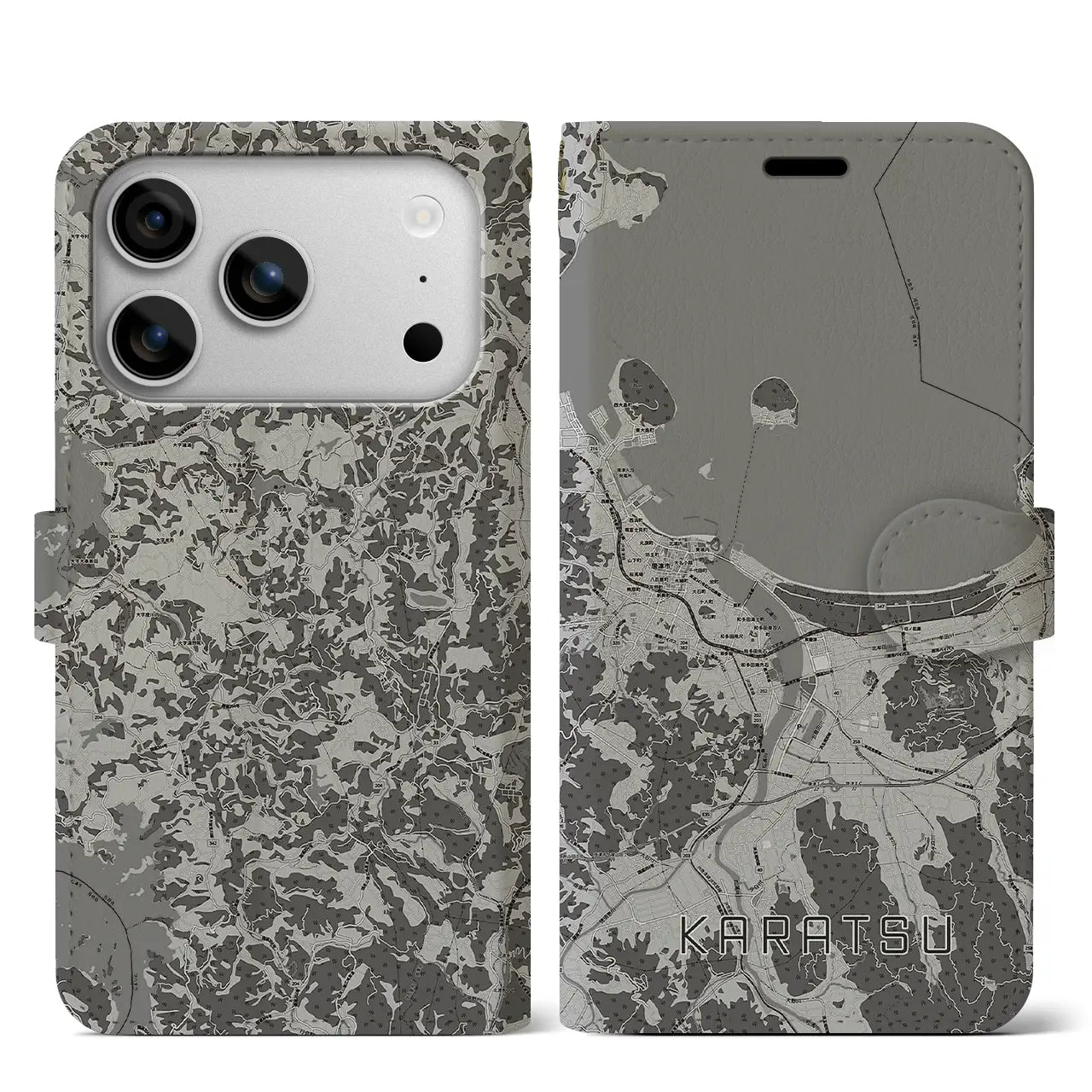 【唐津(佐賀県)】地図柄iPhoneケース(手帳タイプ)