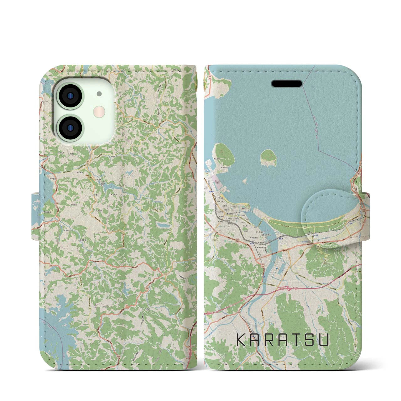 【唐津(佐賀県)】地図柄iPhoneケース(手帳タイプ)