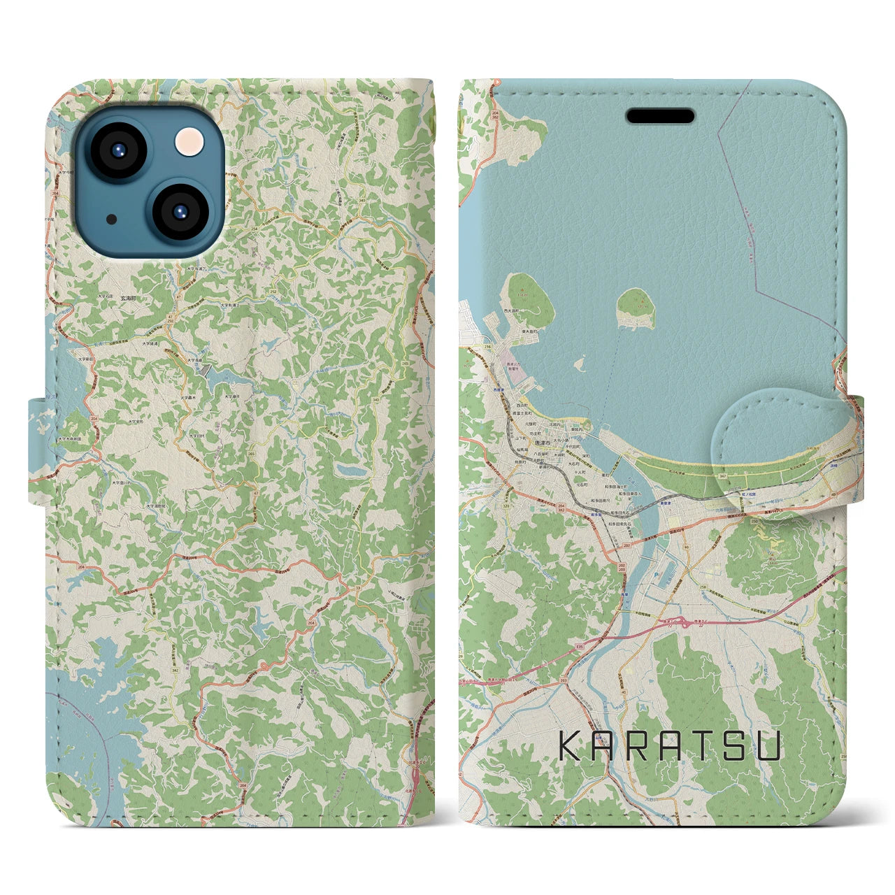 【唐津(佐賀県)】地図柄iPhoneケース(手帳タイプ)