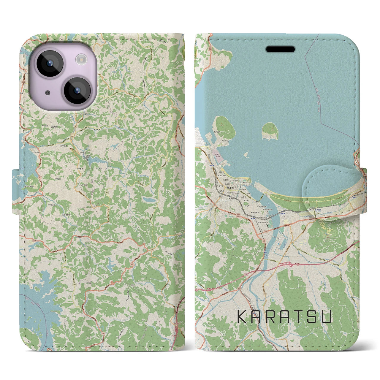 【唐津(佐賀県)】地図柄iPhoneケース(手帳タイプ)