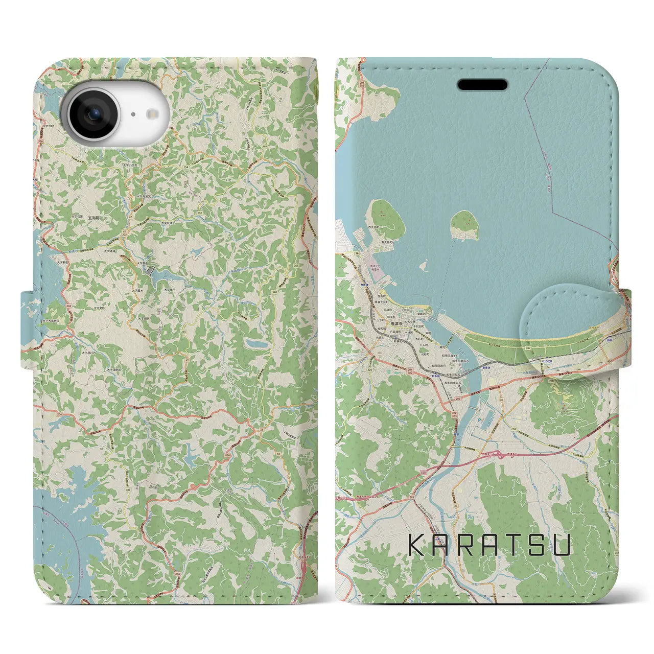 【唐津(佐賀県)】地図柄iPhoneケース(手帳タイプ)