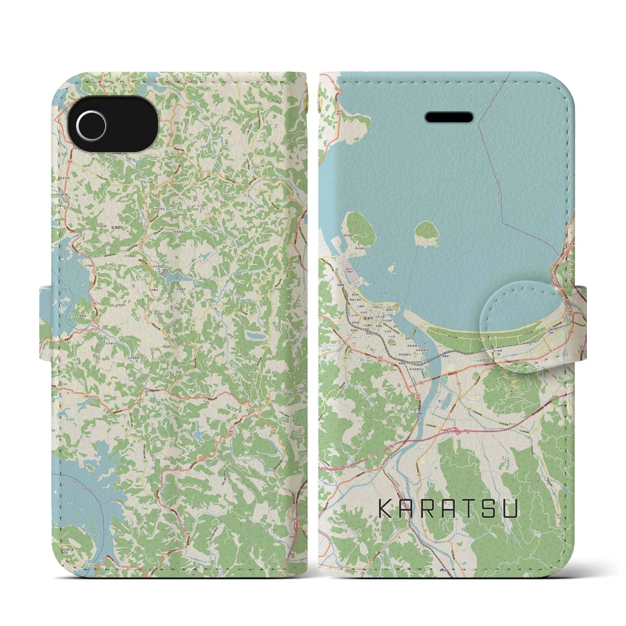 【唐津(佐賀県)】地図柄iPhoneケース(手帳タイプ)