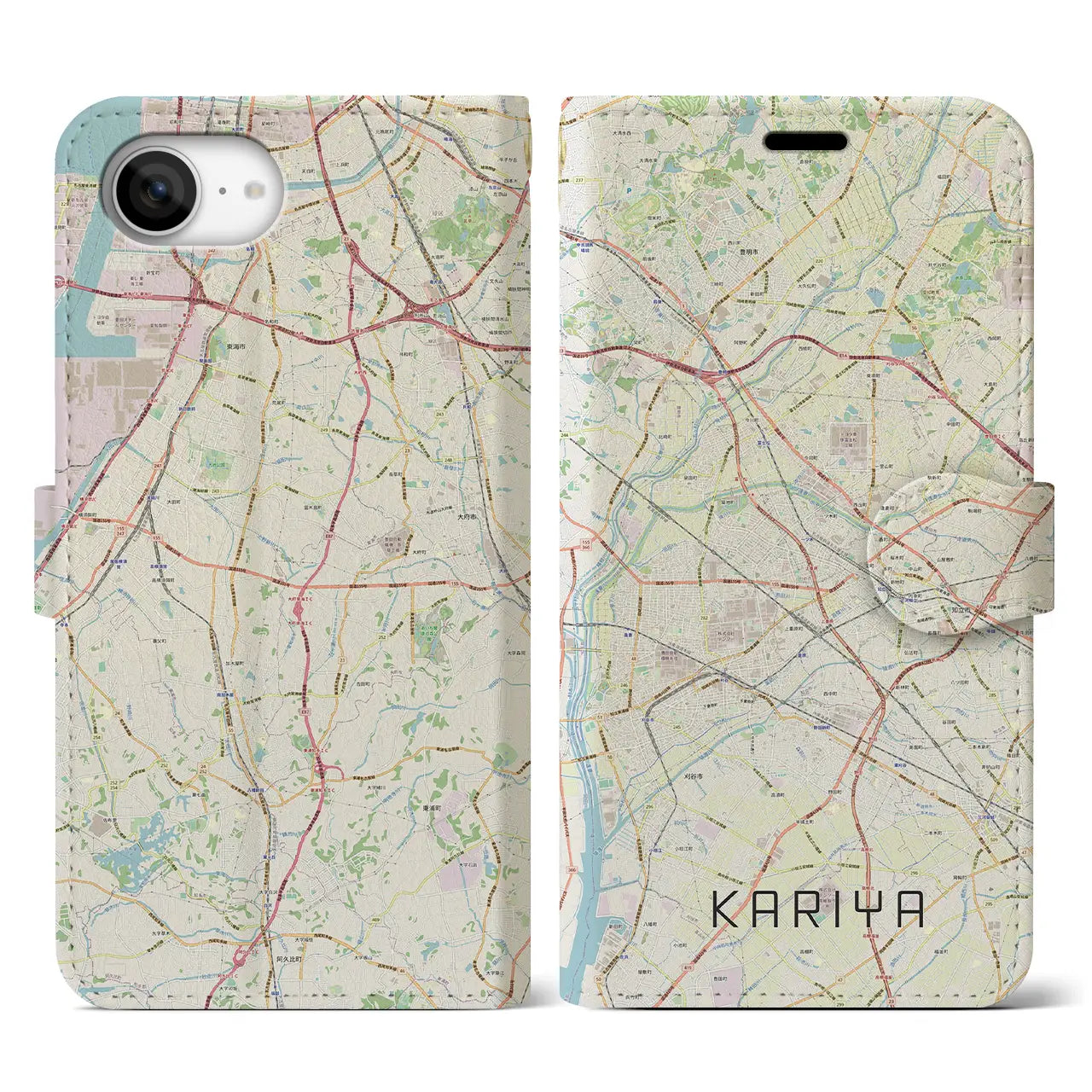 【刈谷(愛知県)】地図柄iPhoneケース(手帳タイプ)