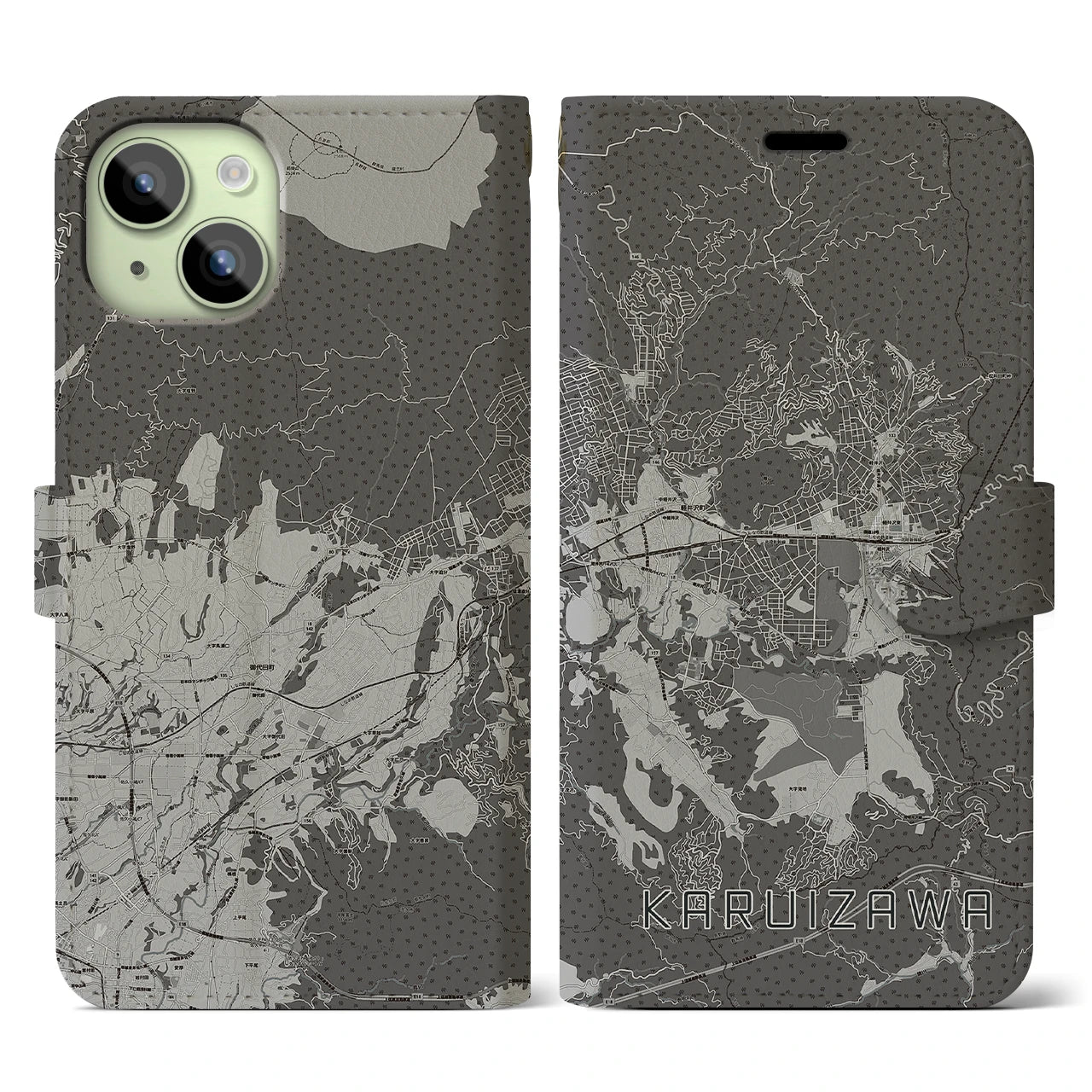 【軽井沢(長野県)】地図柄iPhoneケース(手帳タイプ)