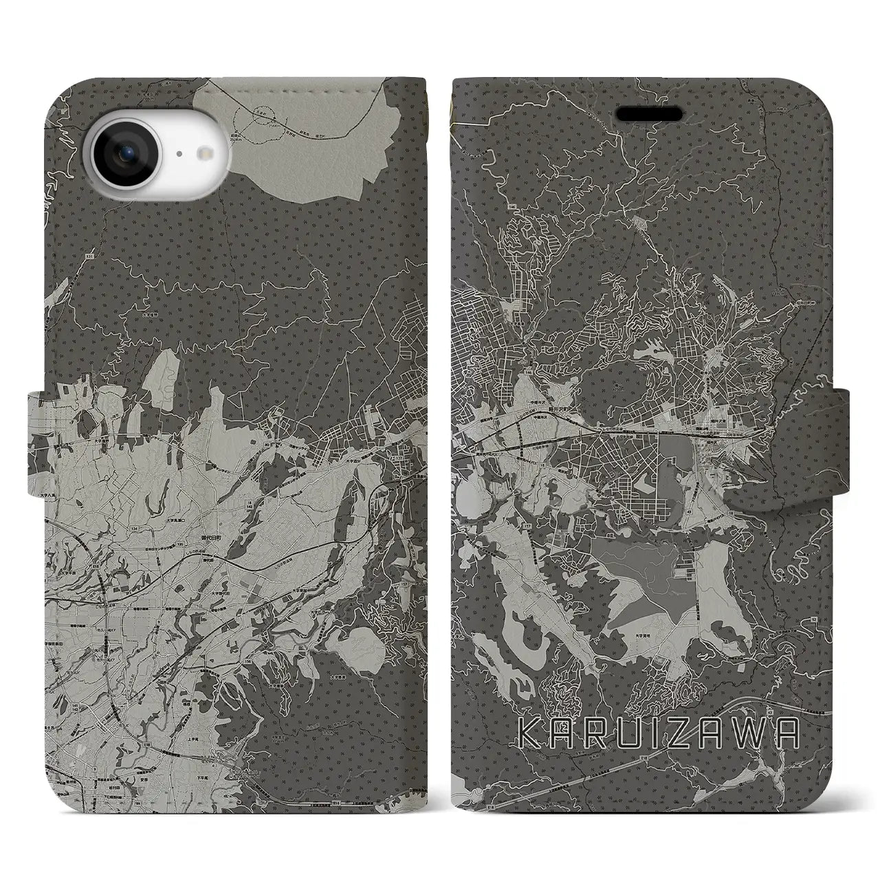 【軽井沢(長野県)】地図柄iPhoneケース(手帳タイプ)