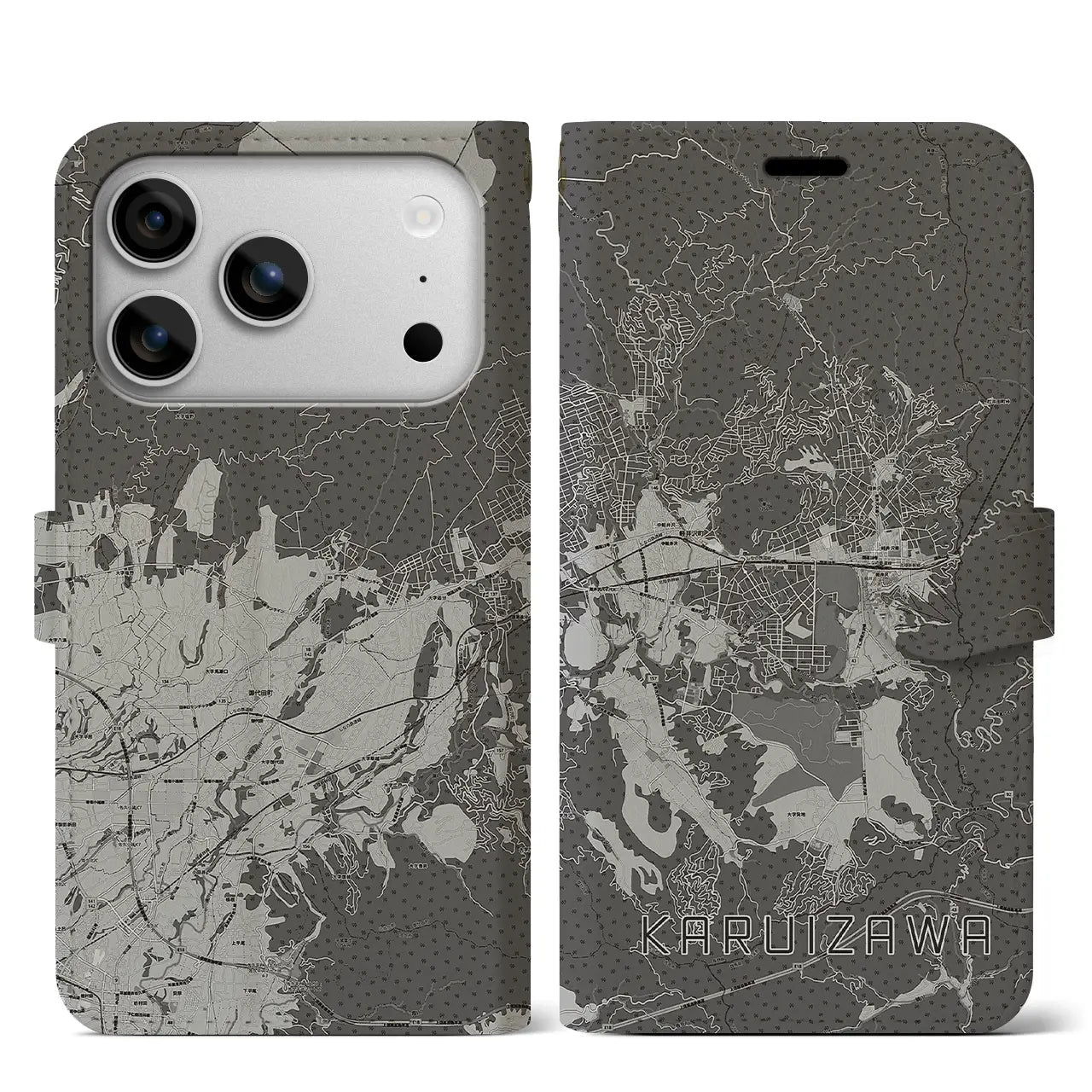 【軽井沢(長野県)】地図柄iPhoneケース(手帳タイプ)