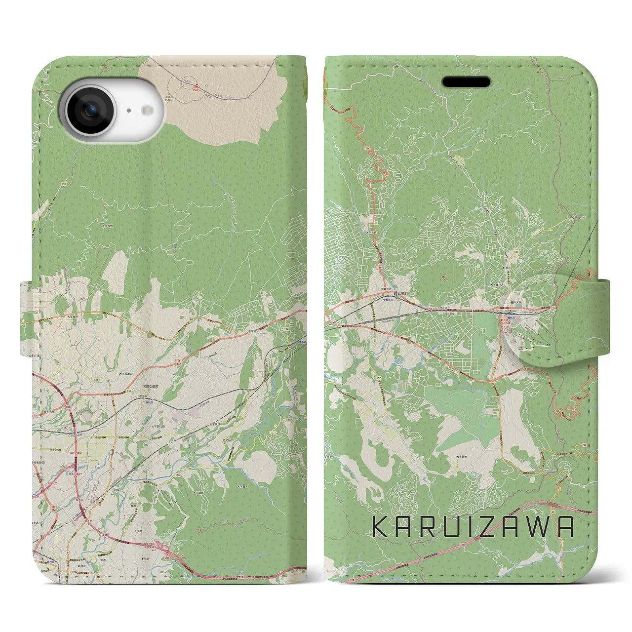 【軽井沢(長野県)】地図柄iPhoneケース(手帳タイプ)