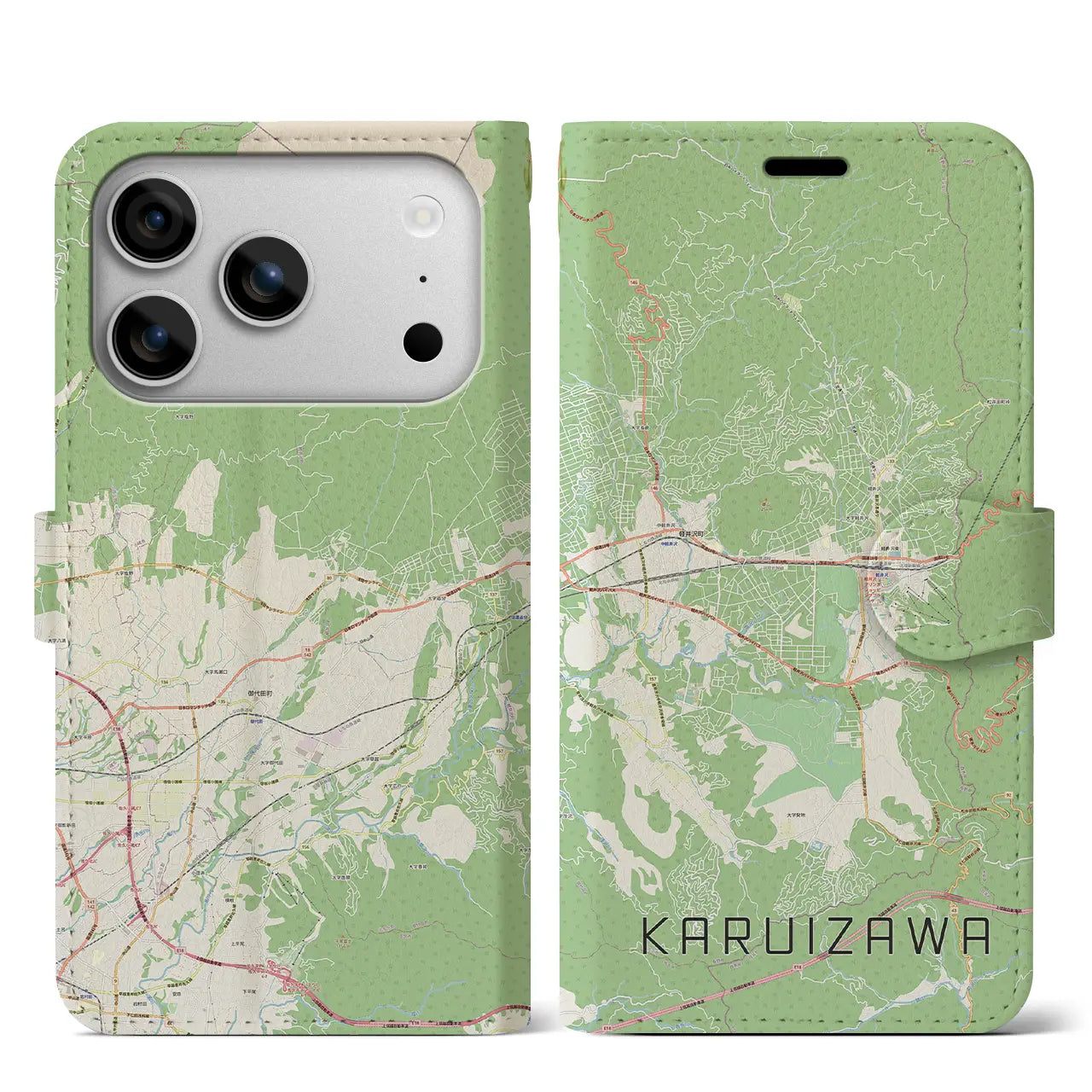 【軽井沢(長野県)】地図柄iPhoneケース(手帳タイプ)