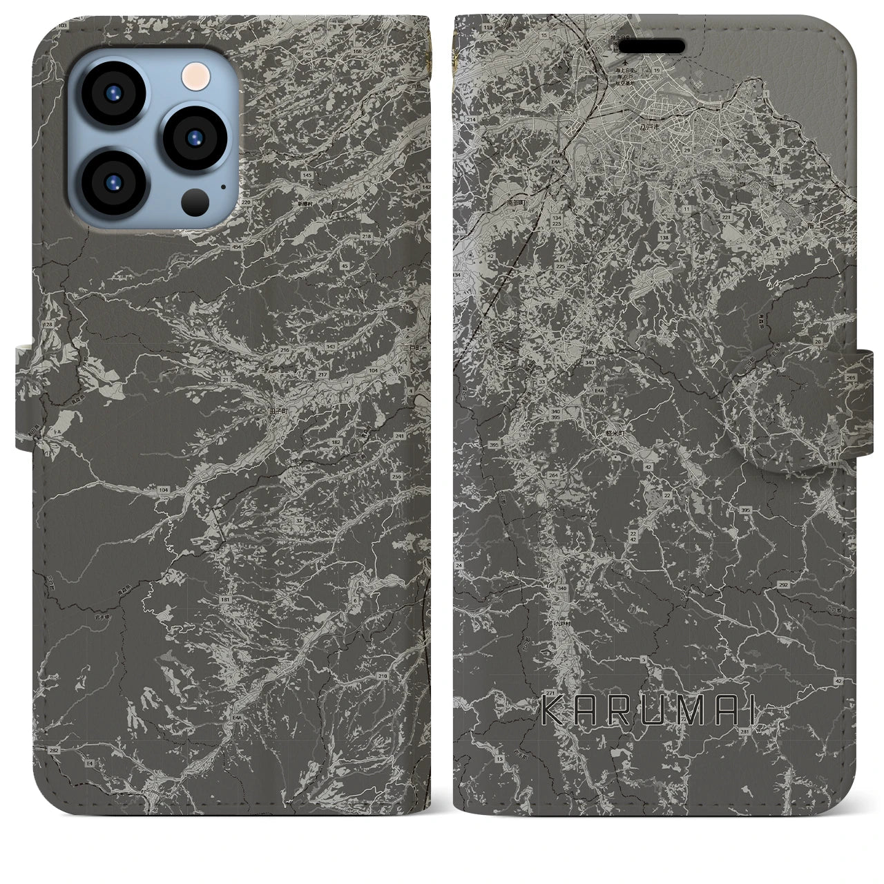 【軽米(岩手県)】地図柄iPhoneケース(手帳タイプ)