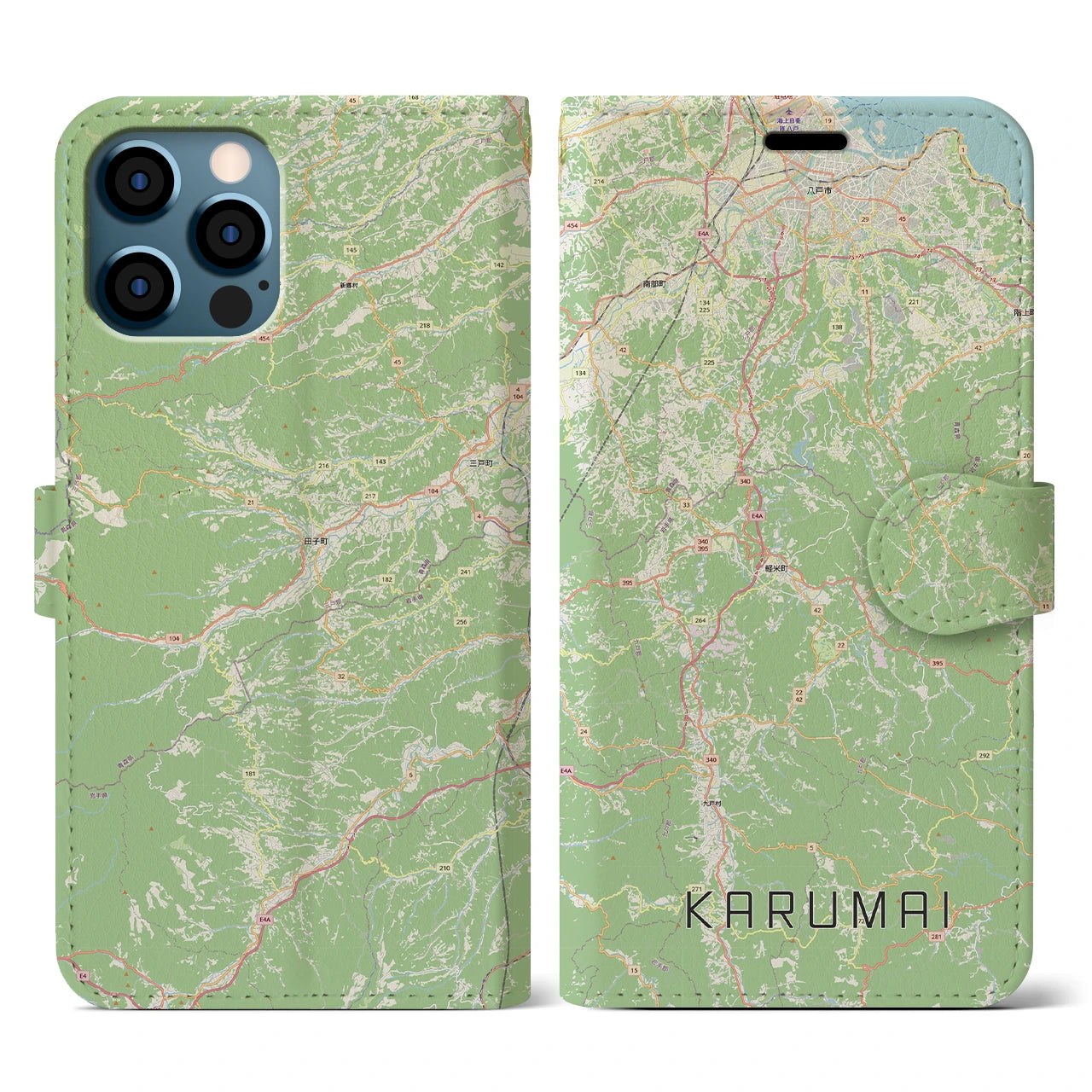 【軽米(岩手県)】地図柄iPhoneケース(手帳タイプ)