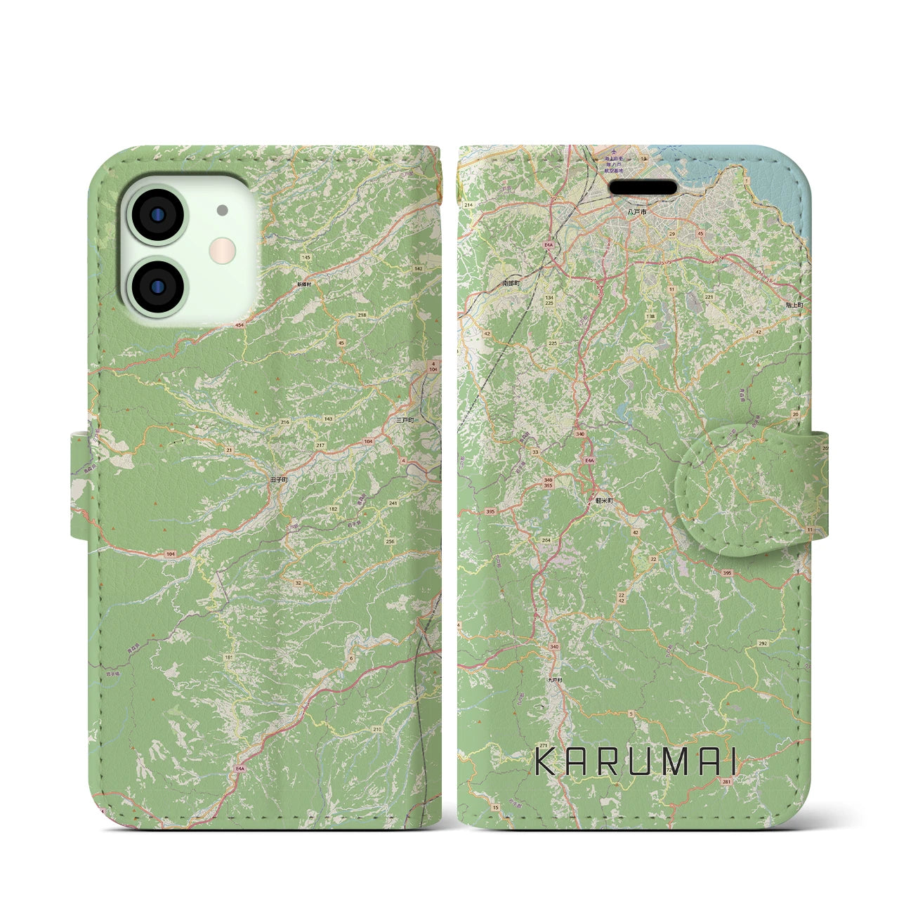 【軽米(岩手県)】地図柄iPhoneケース(手帳タイプ)