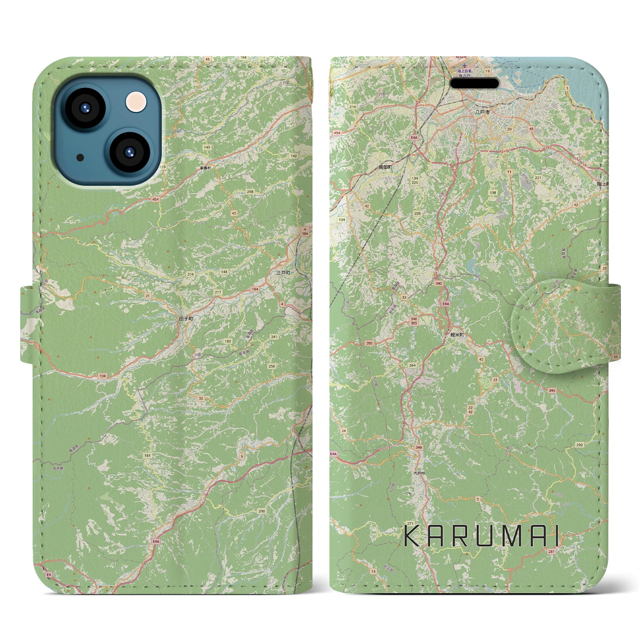 【軽米(岩手県)】地図柄iPhoneケース(手帳タイプ)