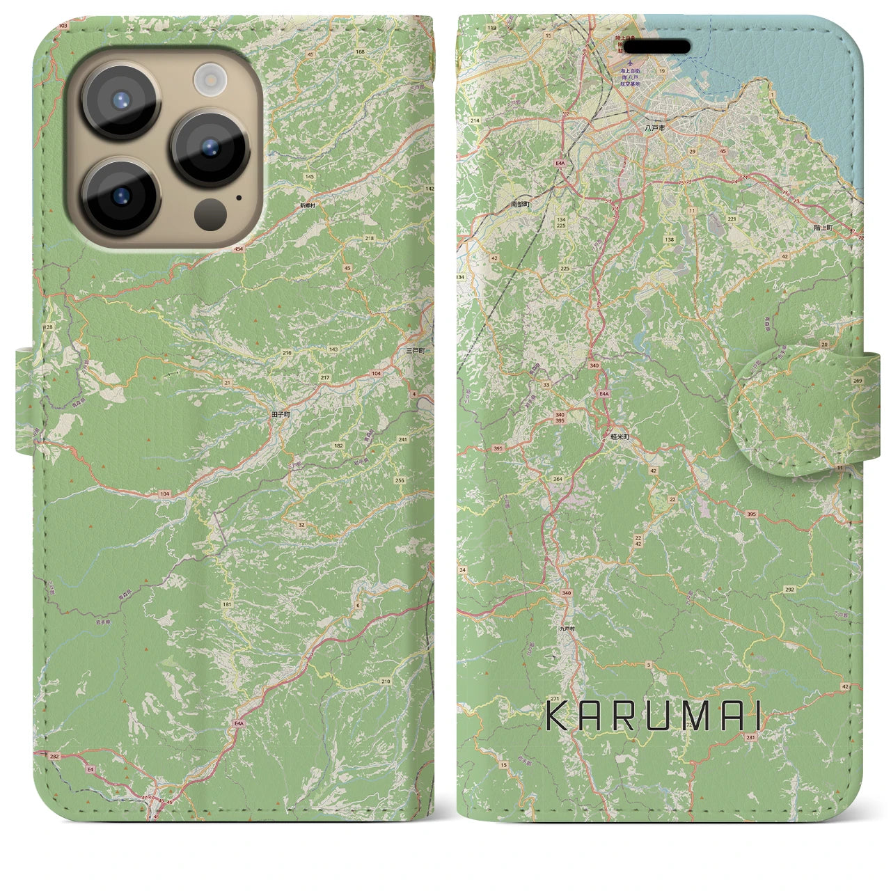 【軽米(岩手県)】地図柄iPhoneケース(手帳タイプ)