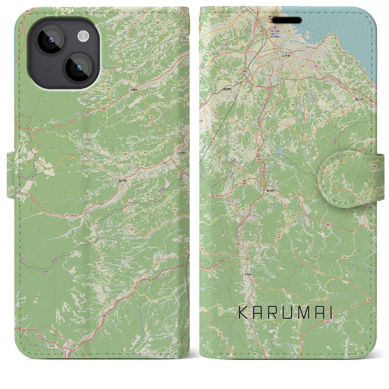 【軽米(岩手県)】地図柄iPhoneケース(手帳タイプ)