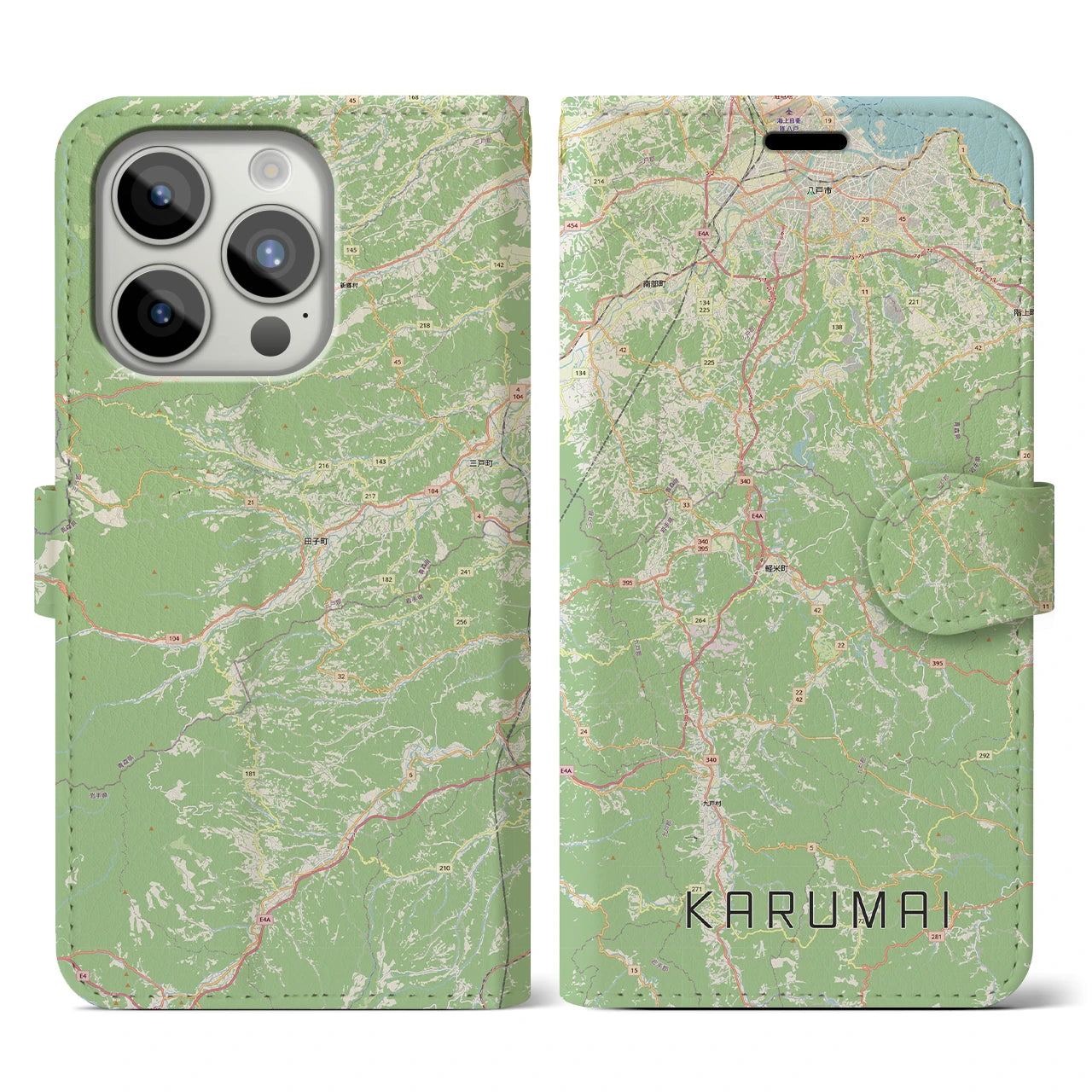 【軽米(岩手県)】地図柄iPhoneケース(手帳タイプ)