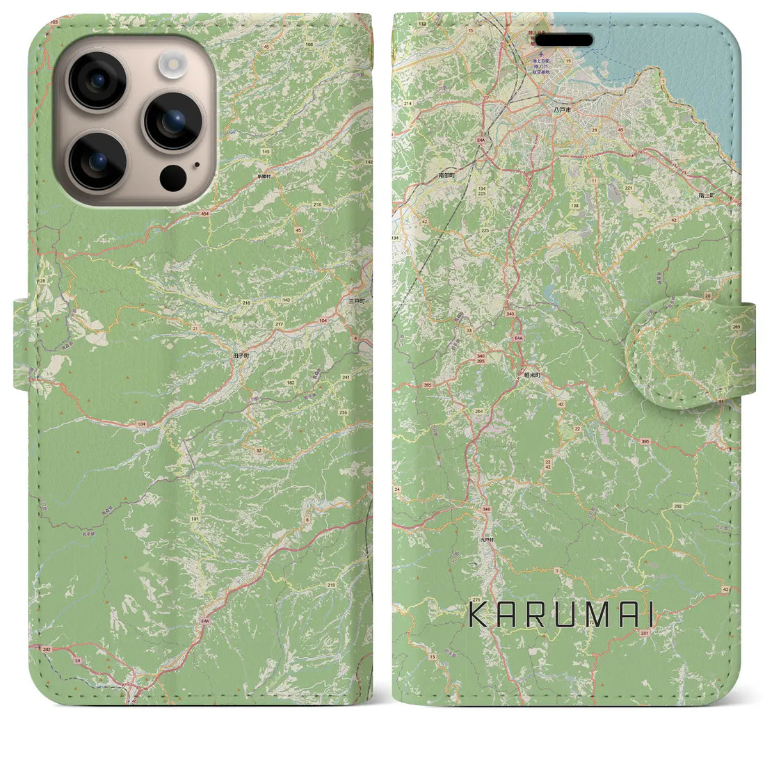 【軽米(岩手県)】地図柄iPhoneケース(手帳タイプ)