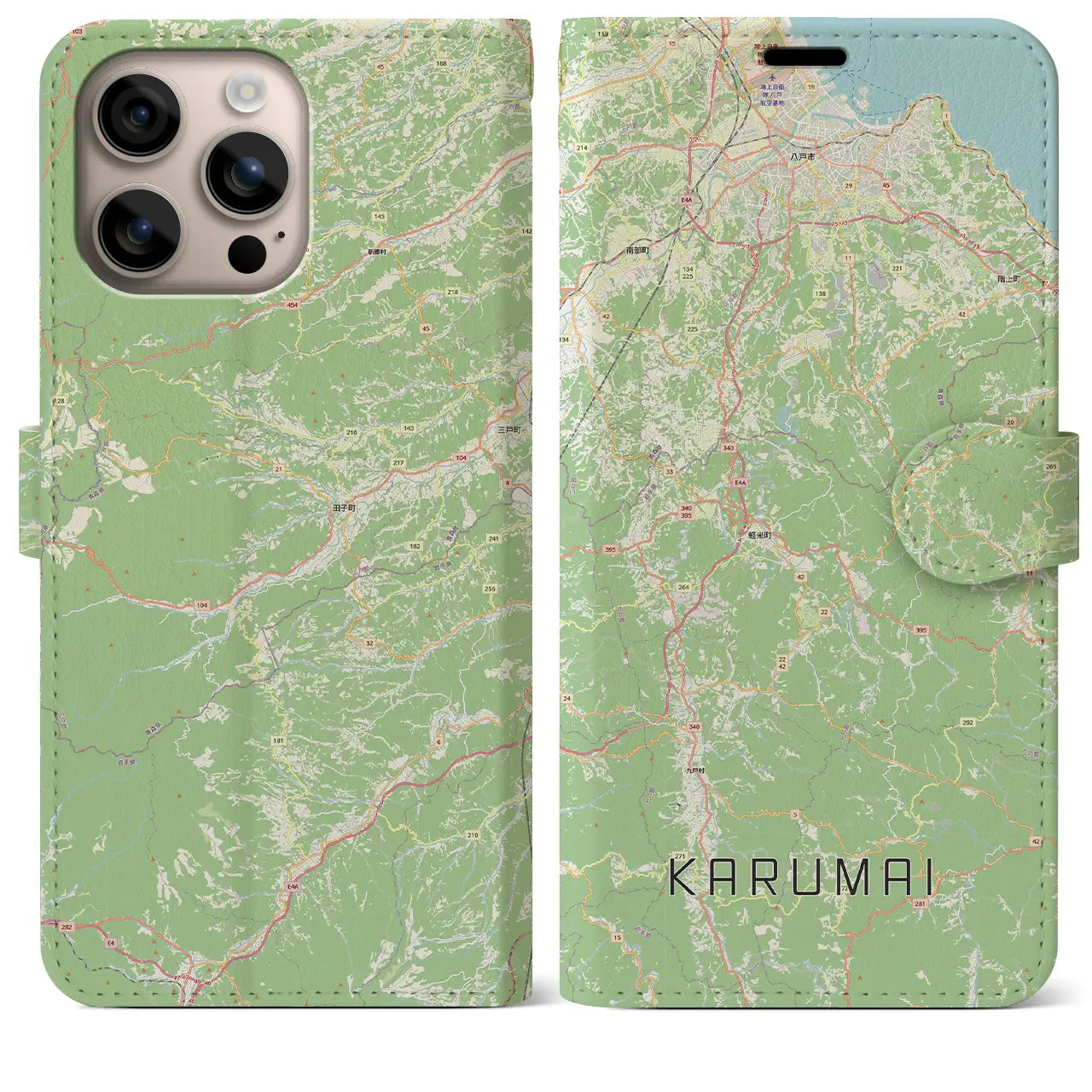 【軽米(岩手県)】地図柄iPhoneケース(手帳タイプ)