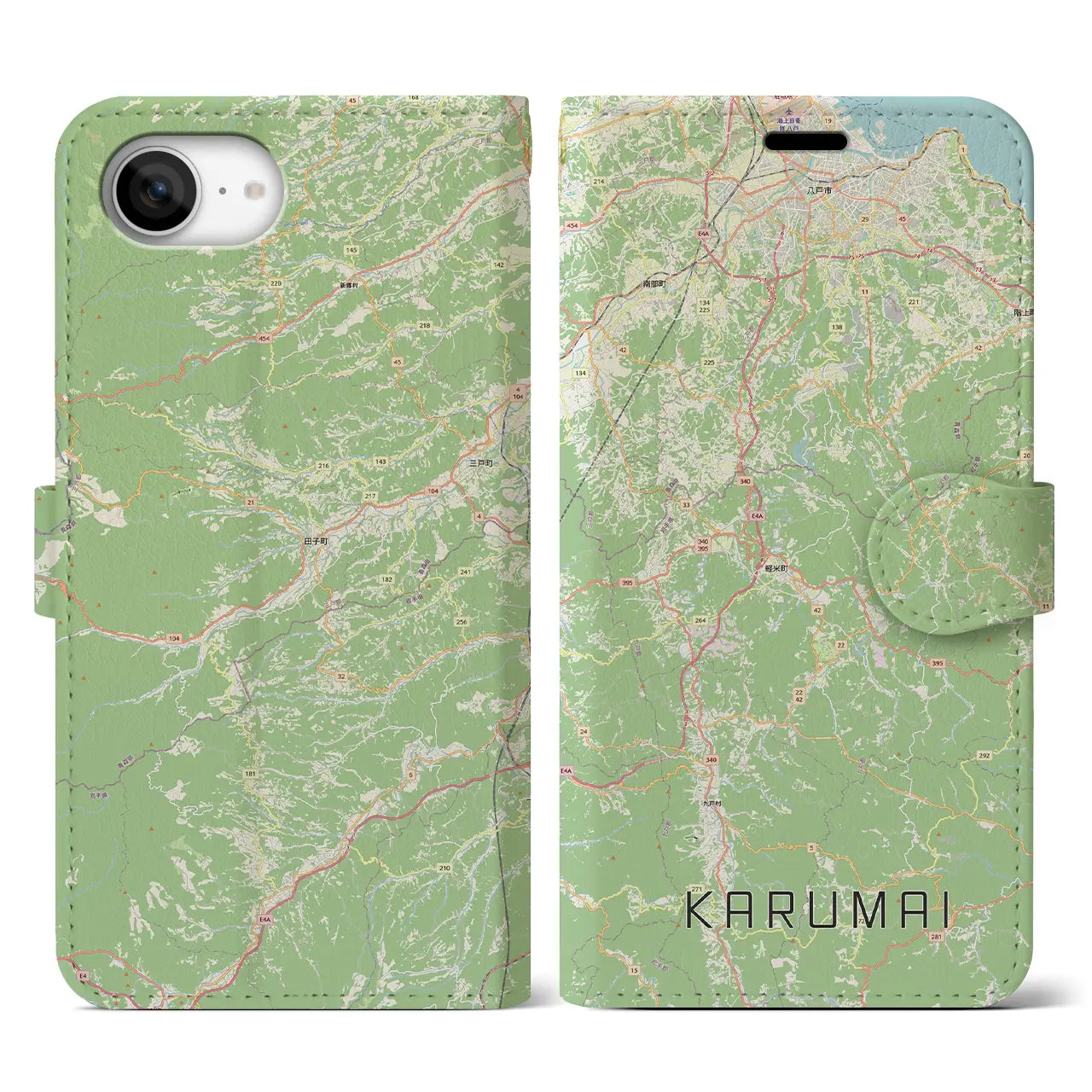 【軽米(岩手県)】地図柄iPhoneケース(手帳タイプ)