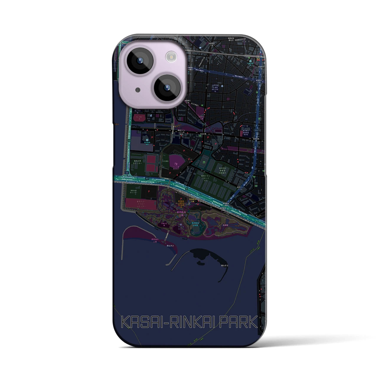 【葛西臨海公園(東京都)】地図柄iPhoneケース(バックカバータイプ)