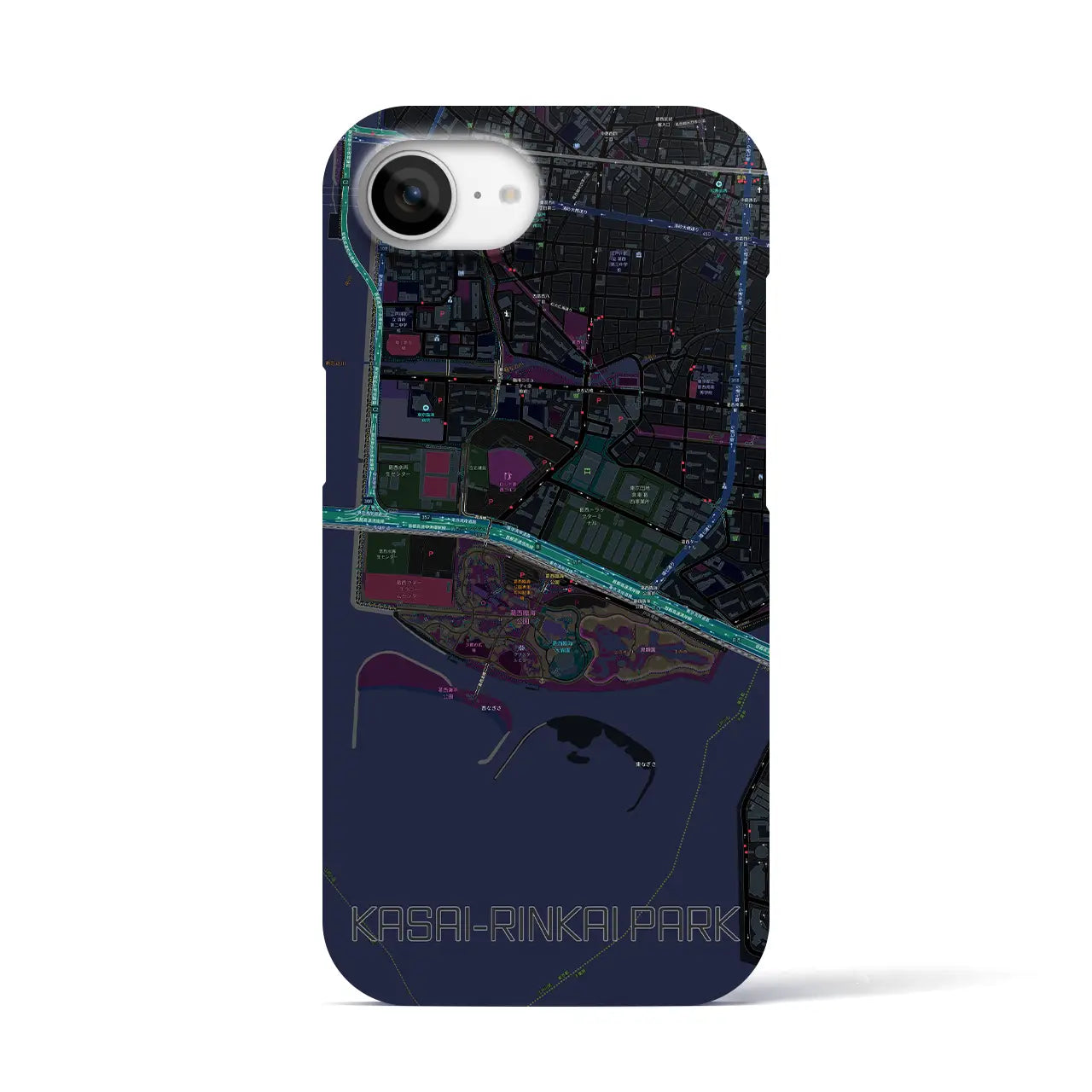 【葛西臨海公園(東京都)】地図柄iPhoneケース(バックカバータイプ)