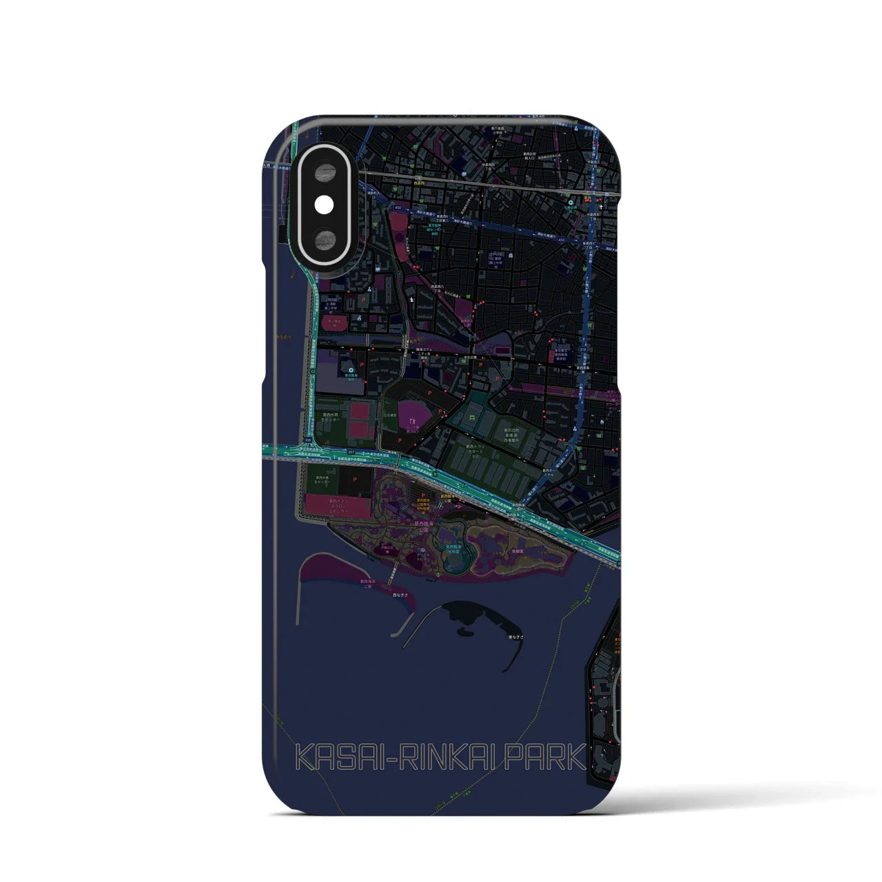 【葛西臨海公園(東京都)】地図柄iPhoneケース(バックカバータイプ)