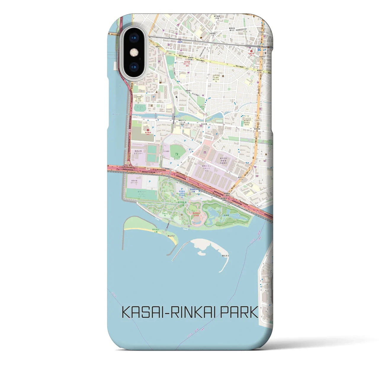 【葛西臨海公園(東京都)】地図柄iPhoneケース(バックカバータイプ)