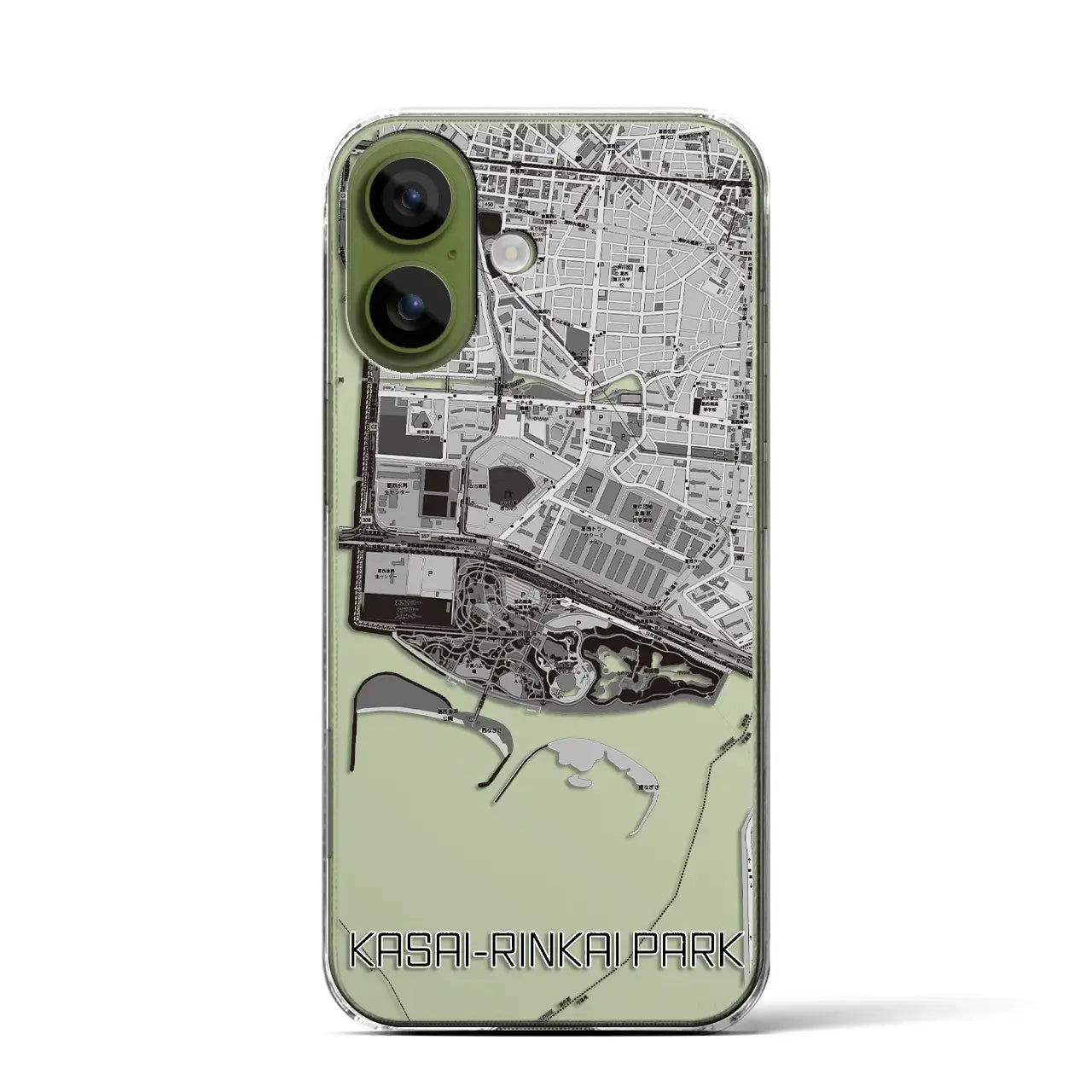 【葛西臨海公園(東京都)】地図柄iPhoneケース(クリアタイプ)モノトーン・iPhone 17 Pro Max 用