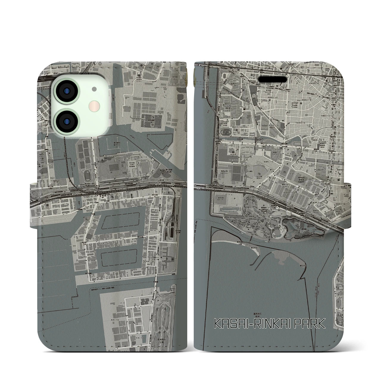 【葛西臨海公園(東京都)】地図柄iPhoneケース(手帳タイプ)
