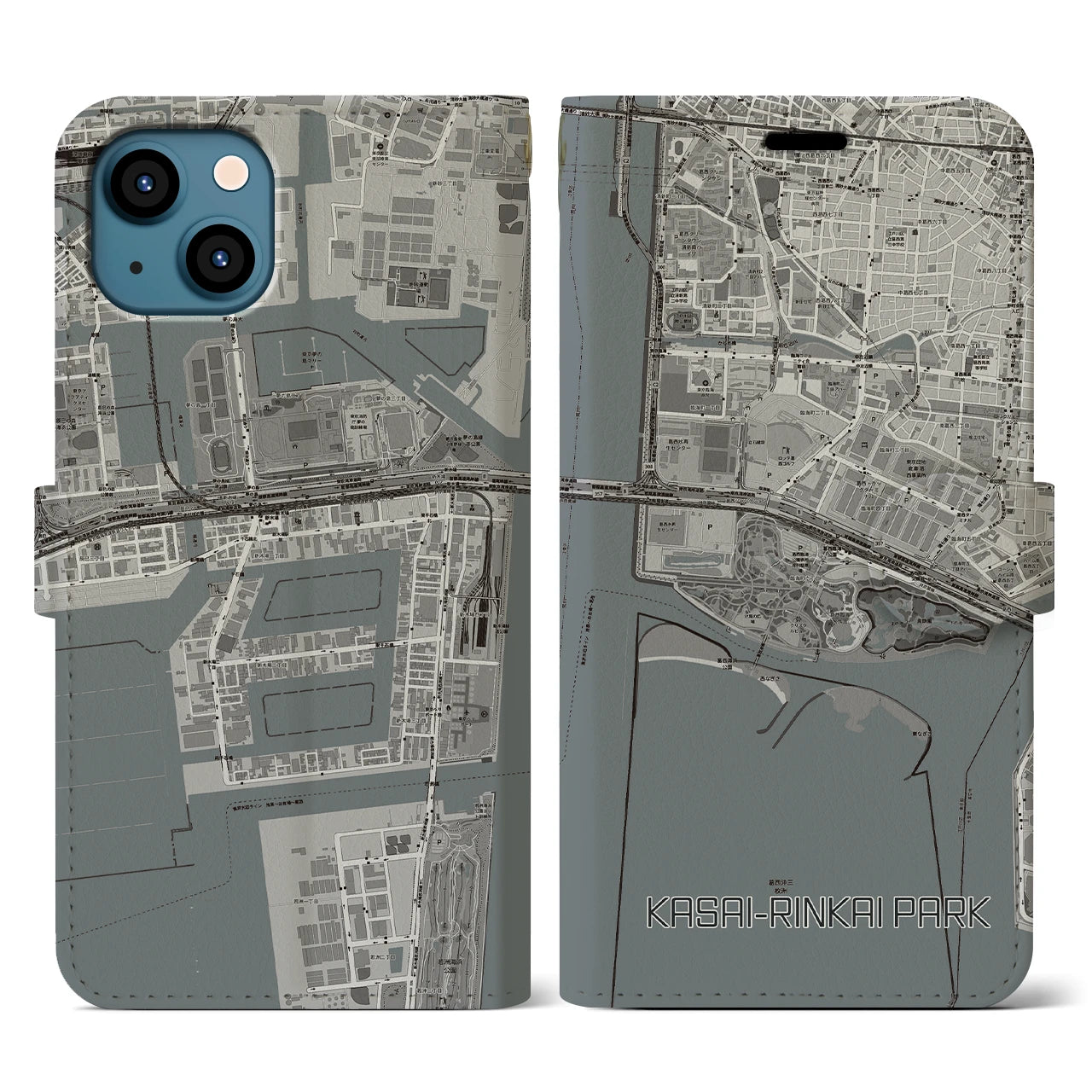 【葛西臨海公園(東京都)】地図柄iPhoneケース(手帳タイプ)