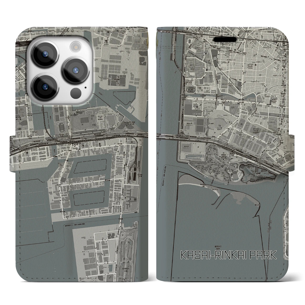 【葛西臨海公園(東京都)】地図柄iPhoneケース(手帳タイプ)