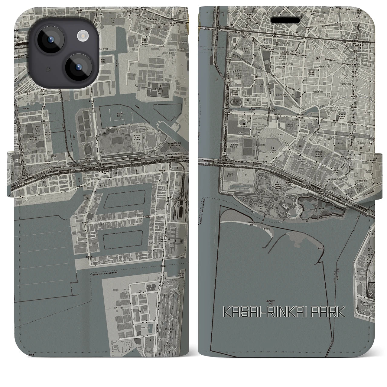 【葛西臨海公園(東京都)】地図柄iPhoneケース(手帳タイプ)