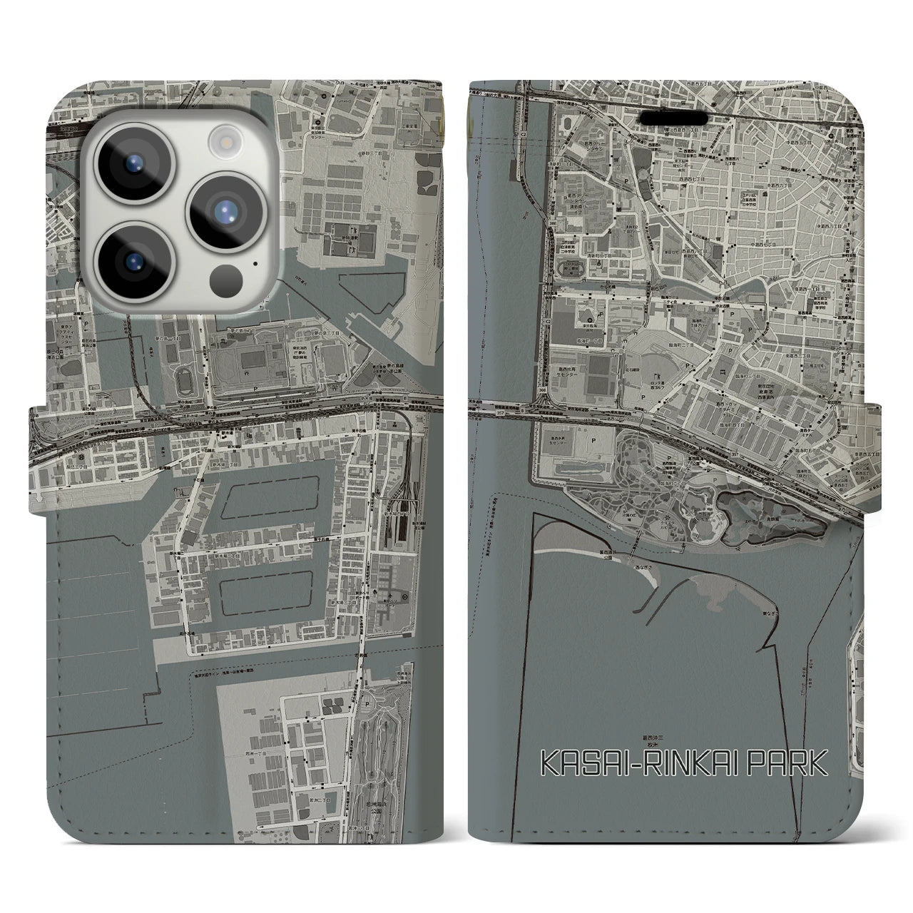 【葛西臨海公園(東京都)】地図柄iPhoneケース(手帳タイプ)