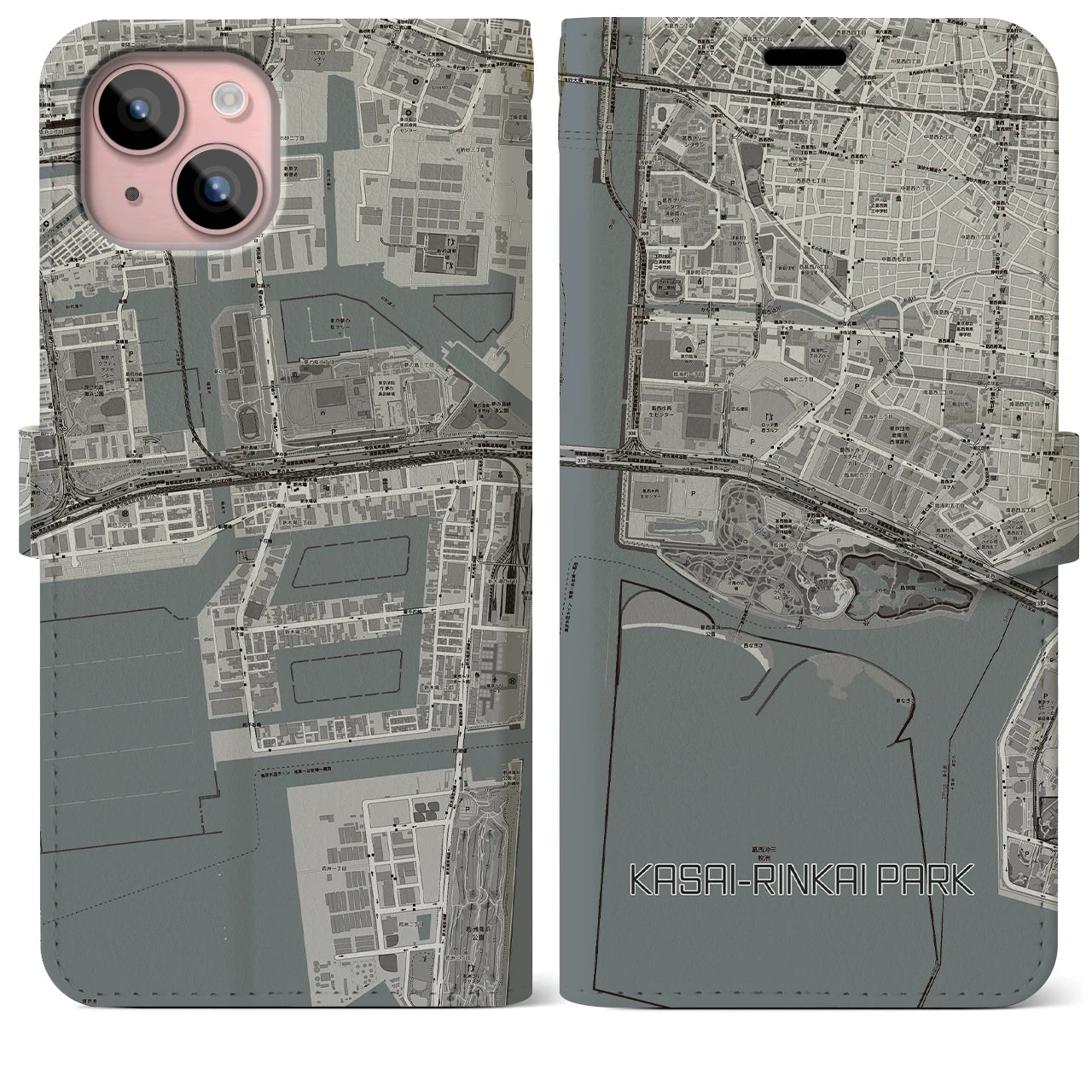 【葛西臨海公園(東京都)】地図柄iPhoneケース(手帳タイプ)