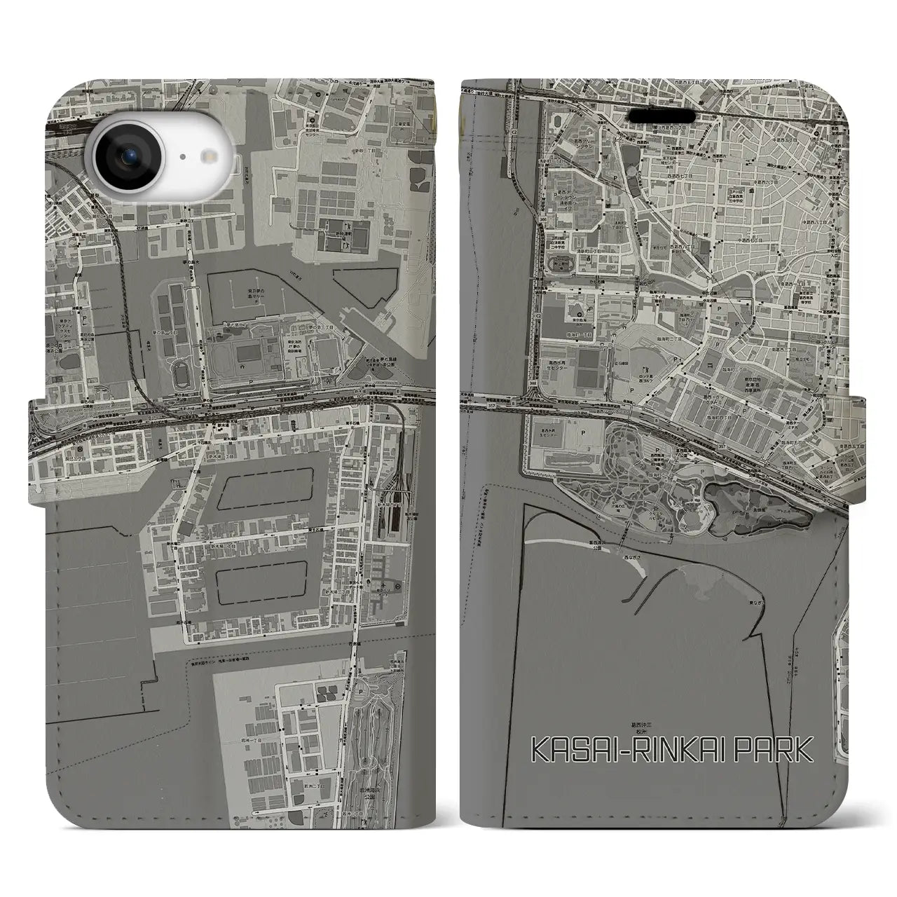 【葛西臨海公園(東京都)】地図柄iPhoneケース(手帳タイプ)