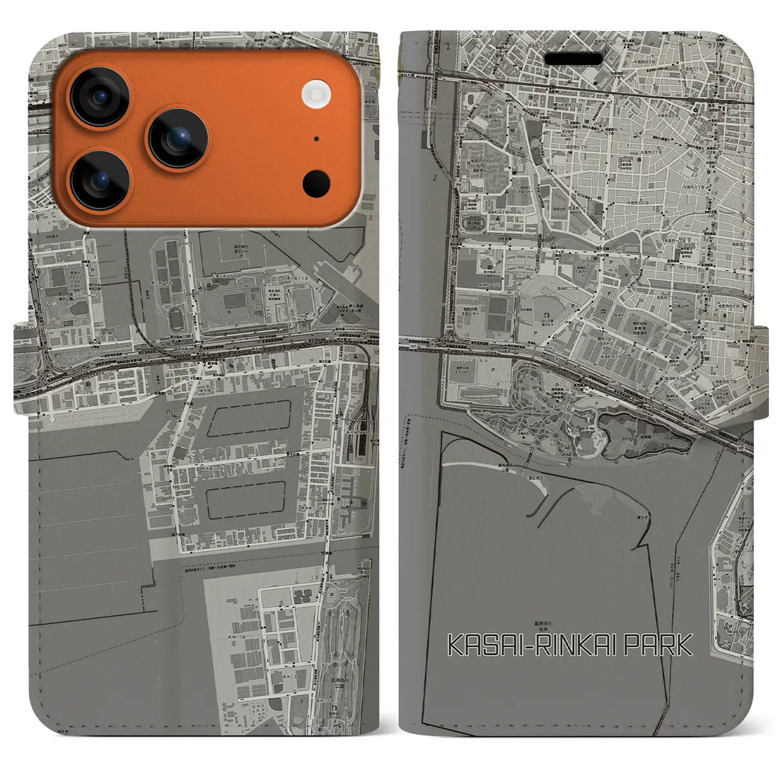【葛西臨海公園(東京都)】地図柄iPhoneケース(手帳タイプ)