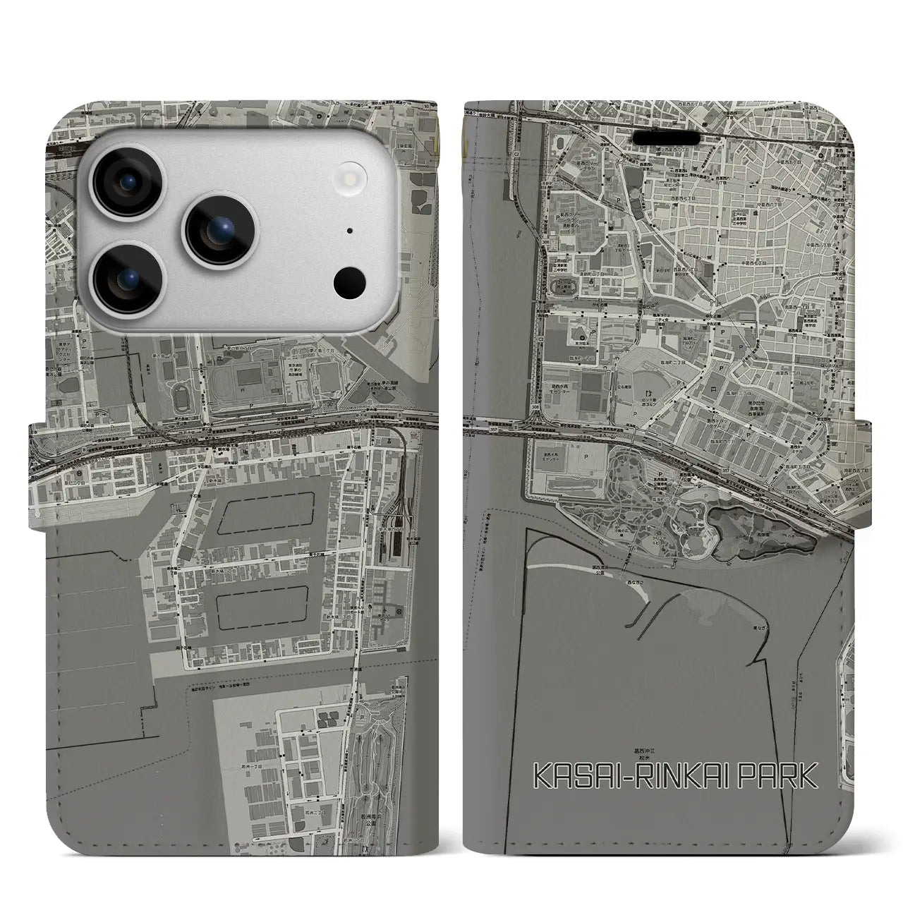 【葛西臨海公園(東京都)】地図柄iPhoneケース(手帳タイプ)