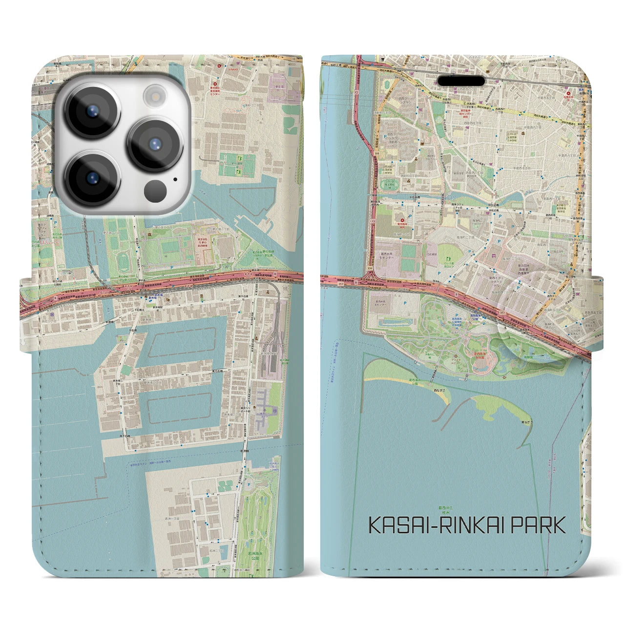 【葛西臨海公園(東京都)】地図柄iPhoneケース(手帳タイプ)