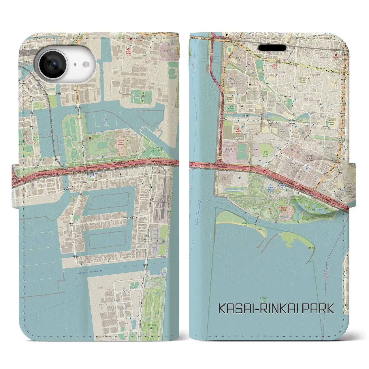 【葛西臨海公園(東京都)】地図柄iPhoneケース(手帳タイプ)