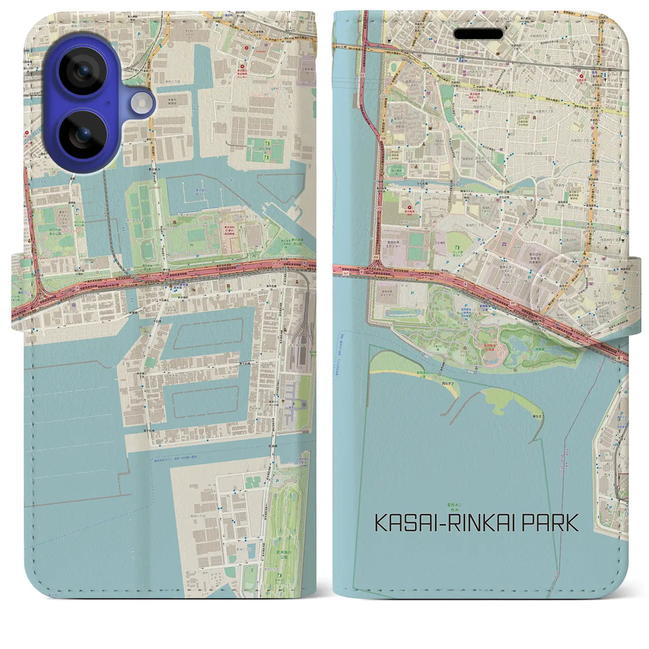 【葛西臨海公園(東京都)】地図柄iPhoneケース(手帳タイプ)