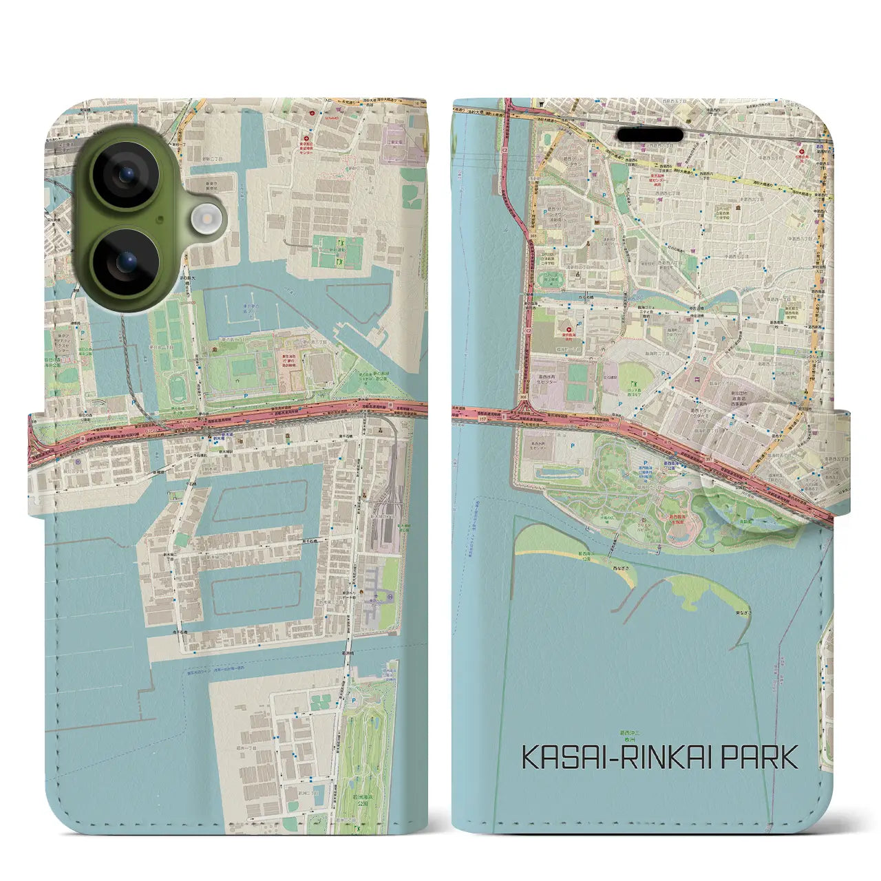 【葛西臨海公園(東京都)】地図柄iPhoneケース(手帳タイプ)