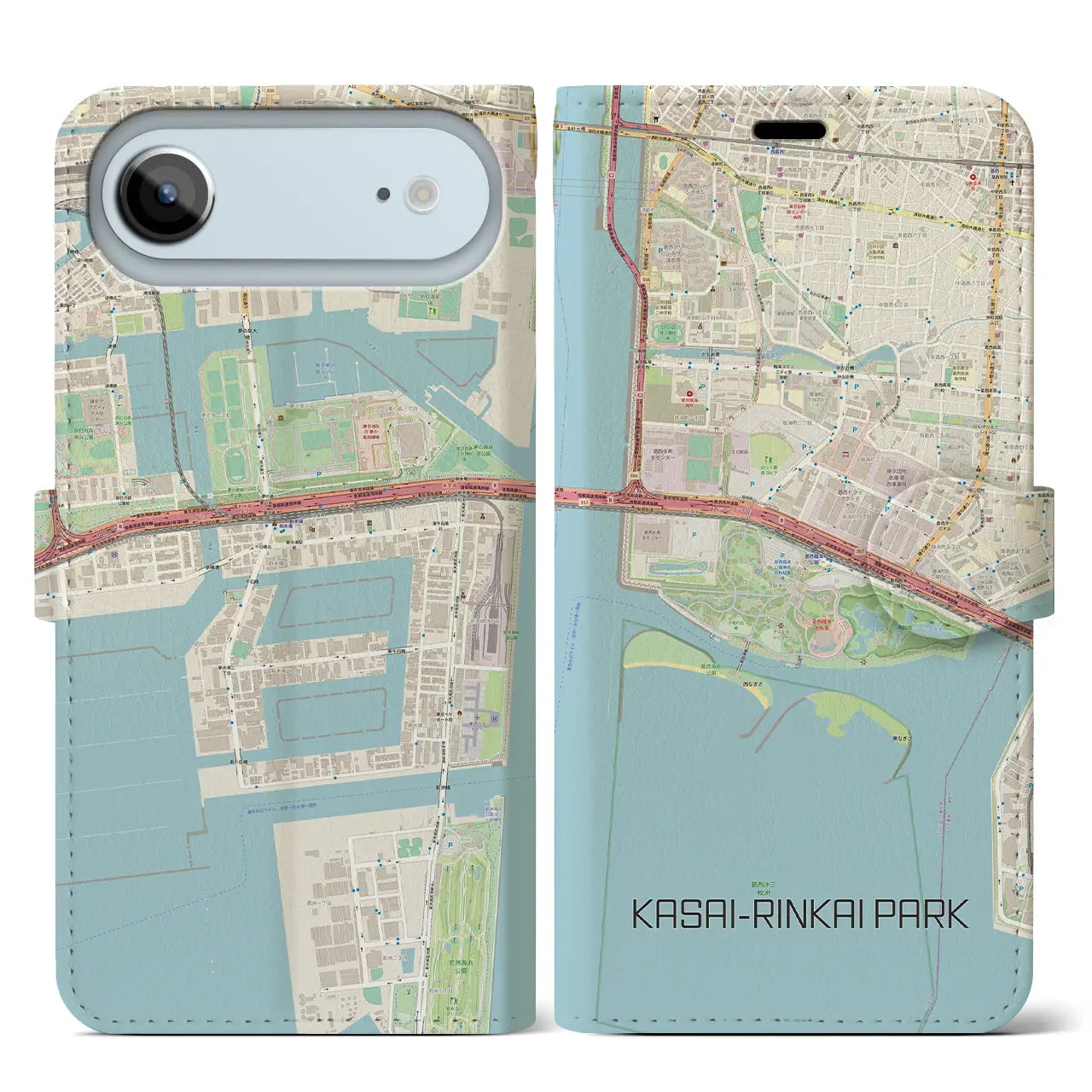 【葛西臨海公園(東京都)】地図柄iPhoneケース(手帳タイプ)