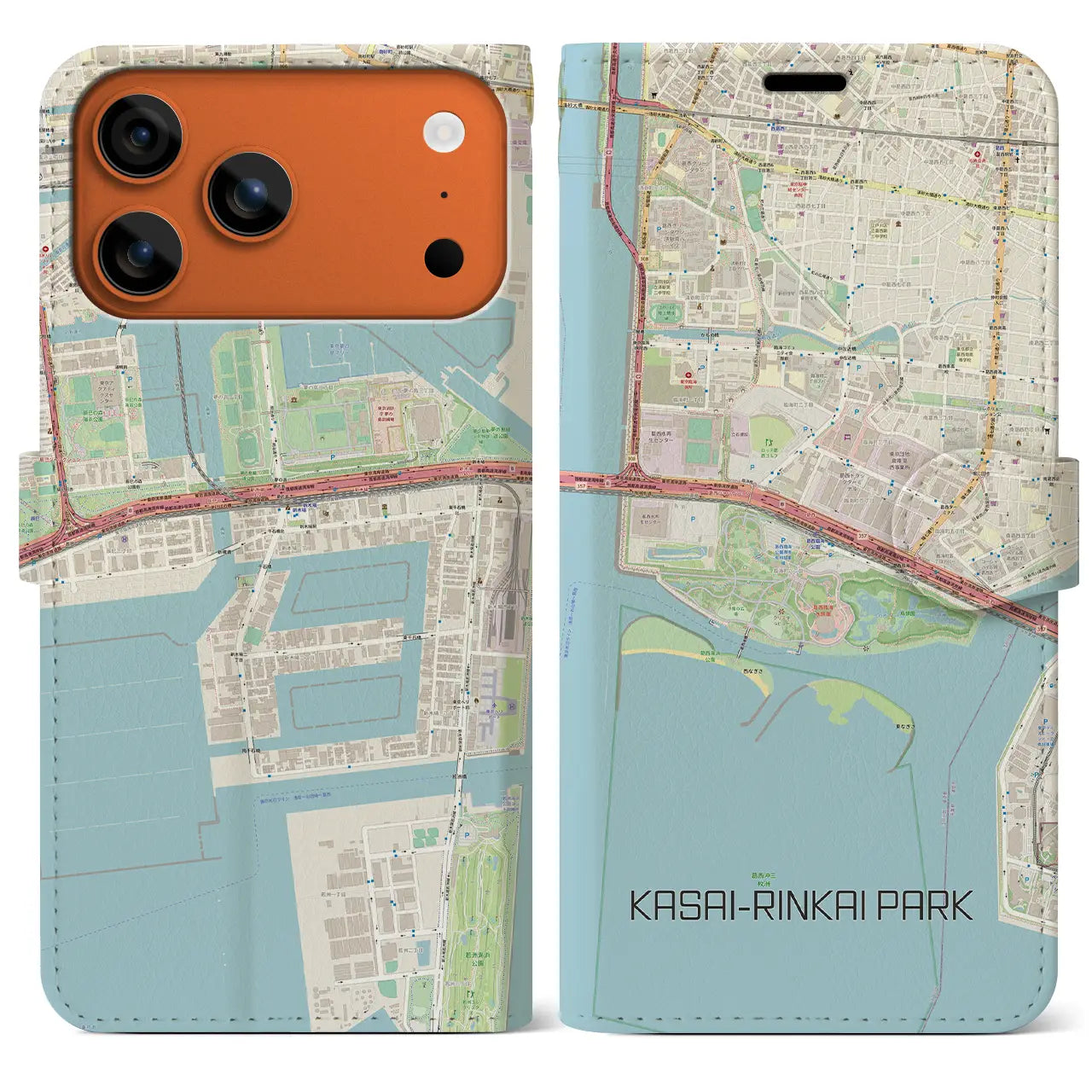 【葛西臨海公園(東京都)】地図柄iPhoneケース(手帳タイプ)