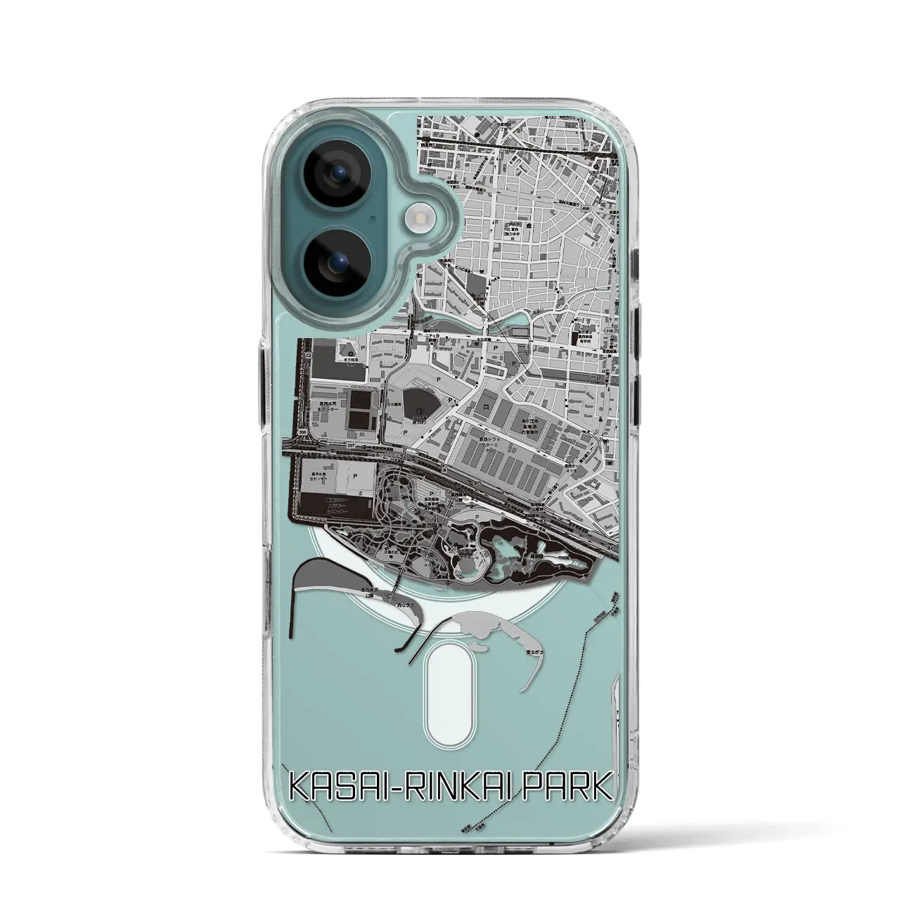 【葛西臨海公園(東京都)】地図柄iPhoneケース(MagSafeタイプ)モノトーン・iPhone 16 Pro 用