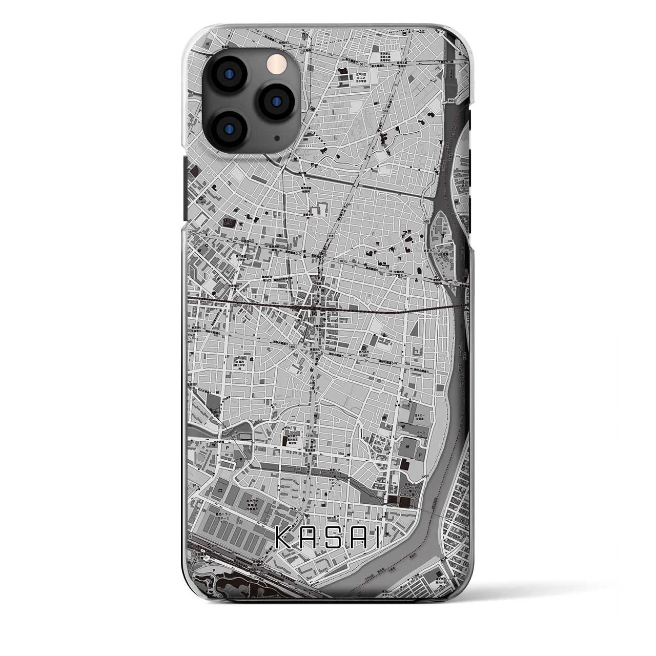 【葛西(東京都)】地図柄iPhoneケース(クリアタイプ)モノトーン・iPhone 11 Pro Max 用