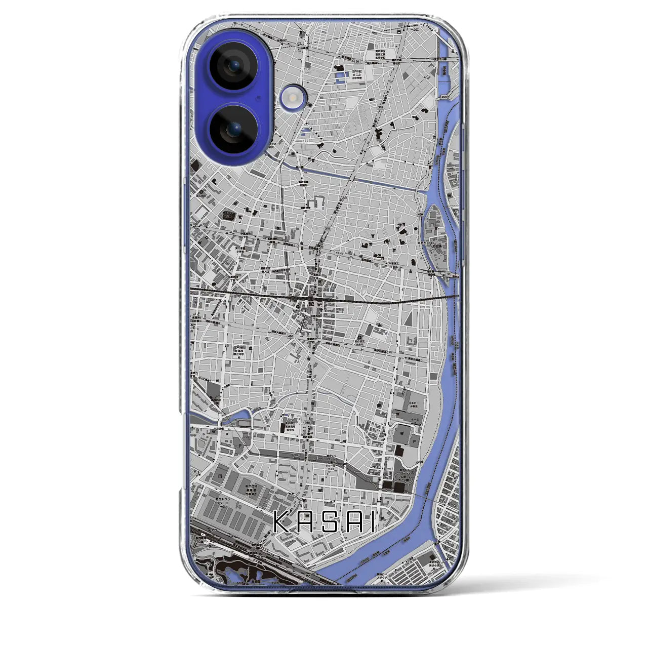 【葛西(東京都)】地図柄iPhoneケース(クリアタイプ)モノトーン・iPhone 16 Pro Max 用