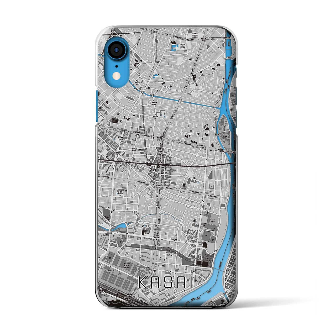 【葛西(東京都)】地図柄iPhoneケース(クリアタイプ)モノトーン・iPhone XR 用